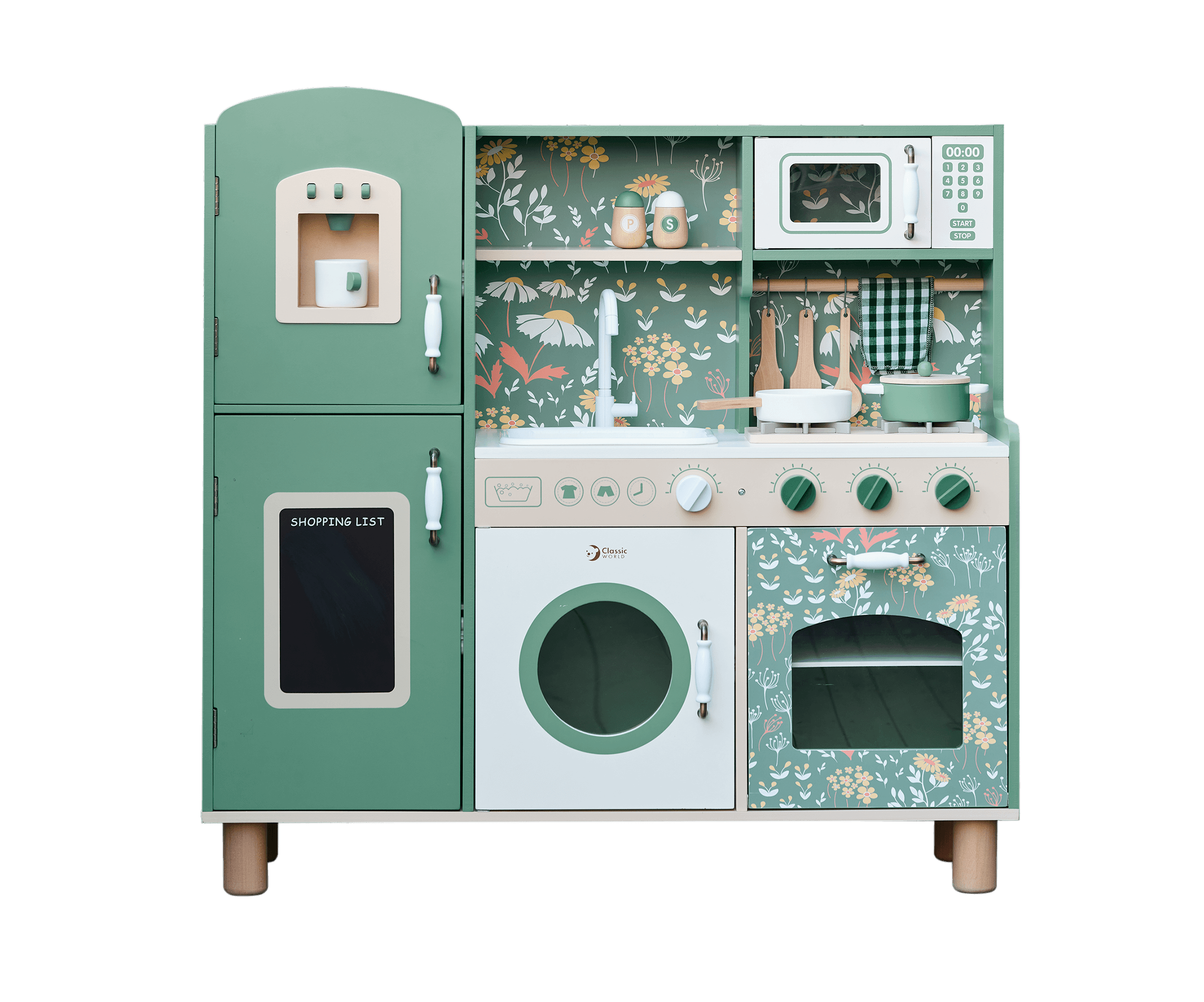 CLASSIC WORLD Duża Drewniana Kuchnia Vintage dla Dzieci + Akc