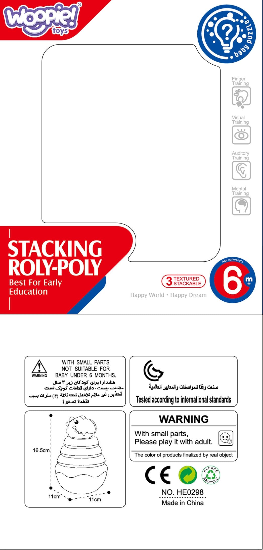 WOOPIE BABY Zabawka Sensoryczna Dino Układanka Piramidka dla Niemowląt