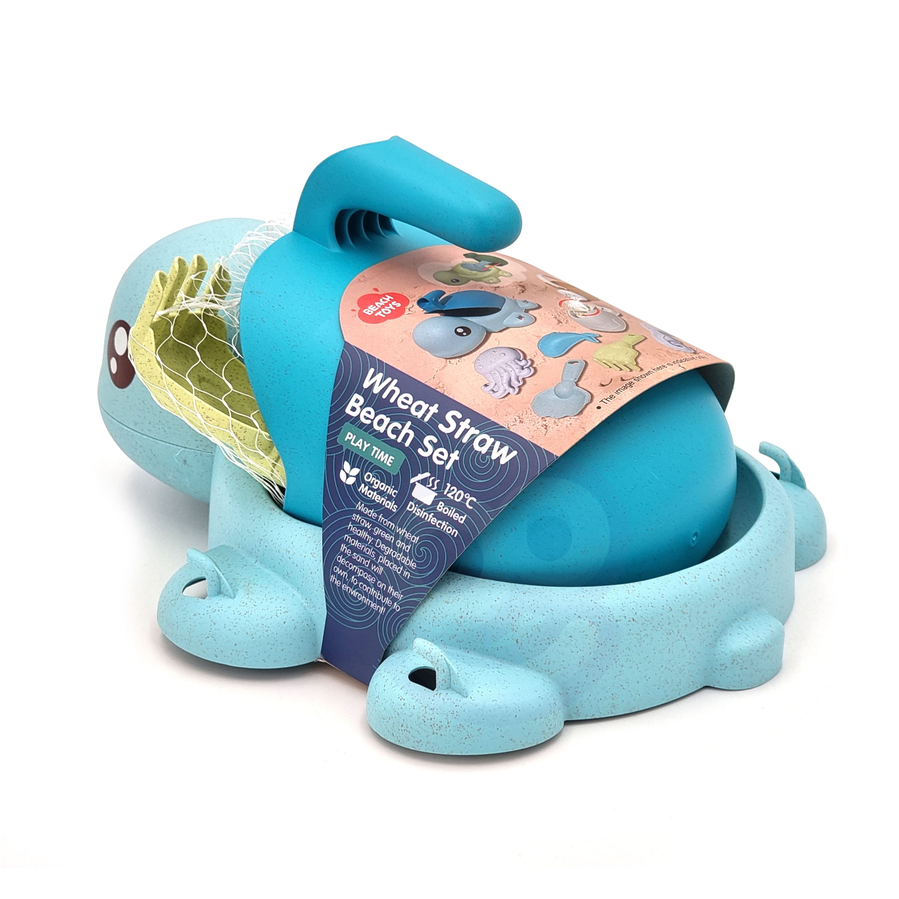 WOOPIE GREEN  Zestaw 2w1 do Piasku i Wanny Żółwik Niebieski 8 el. BIODEGRADOWALNY ORGANICZNY MATERIAŁ
