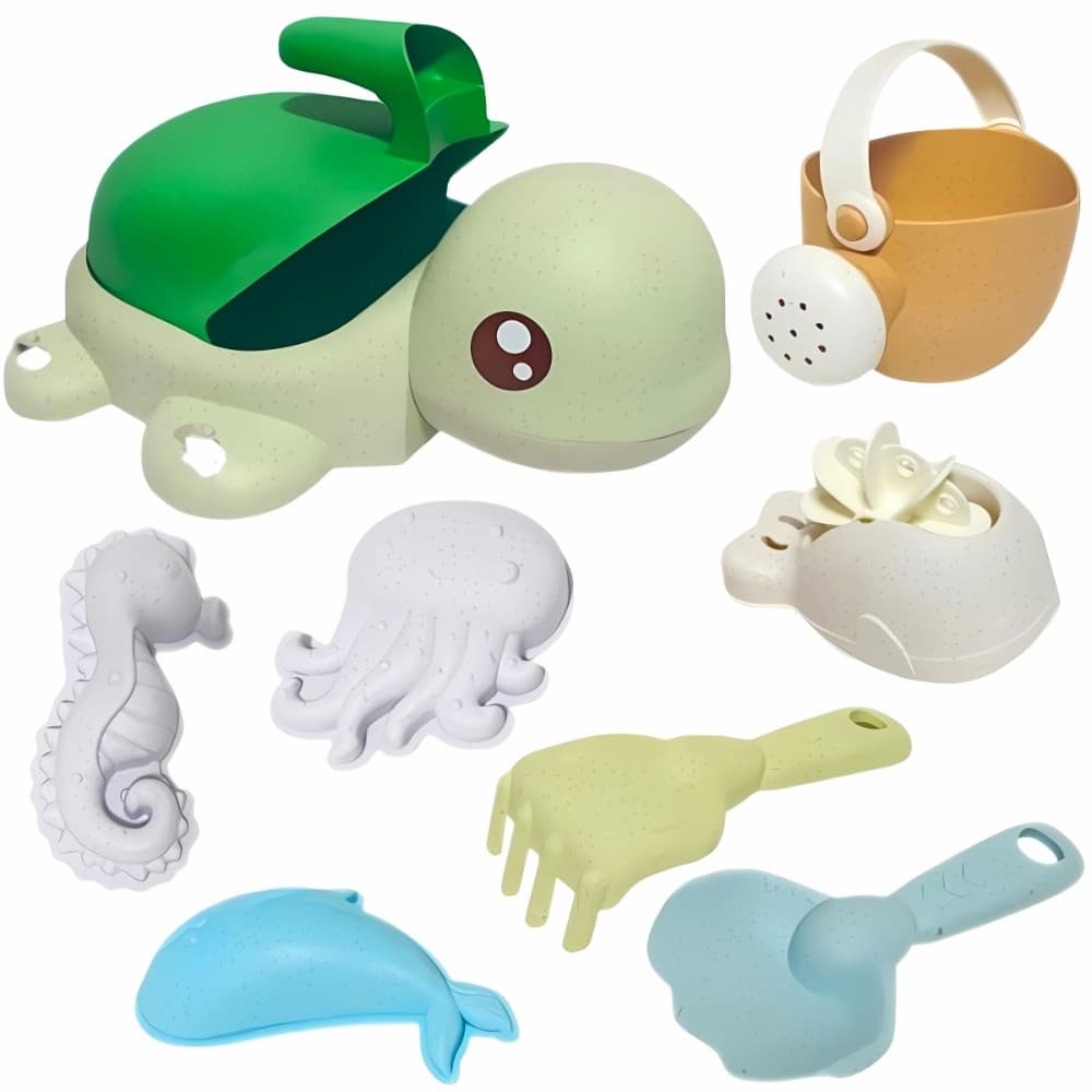 WOOPIE GREEN  Zestaw 2w1 do Piasku i Wanny Żółwik 8 el. BIODEGRADOWALNY ORGANICZNY MATERIAŁ