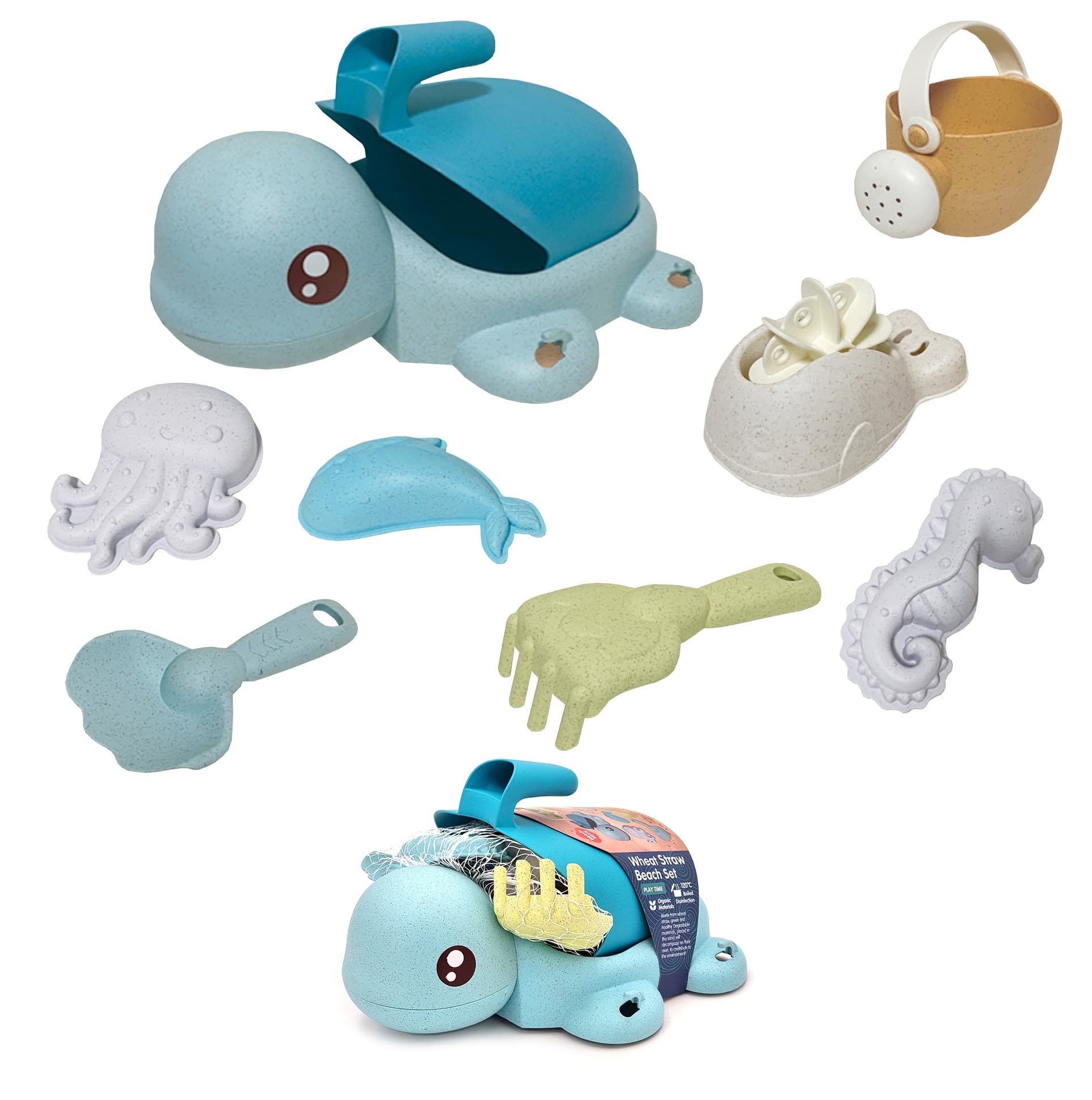 WOOPIE GREEN  Zestaw 2w1 do Piasku i Wanny Żółwik 8 el. BIODEGRADOWALNY ORGANICZNY MATERIAŁ