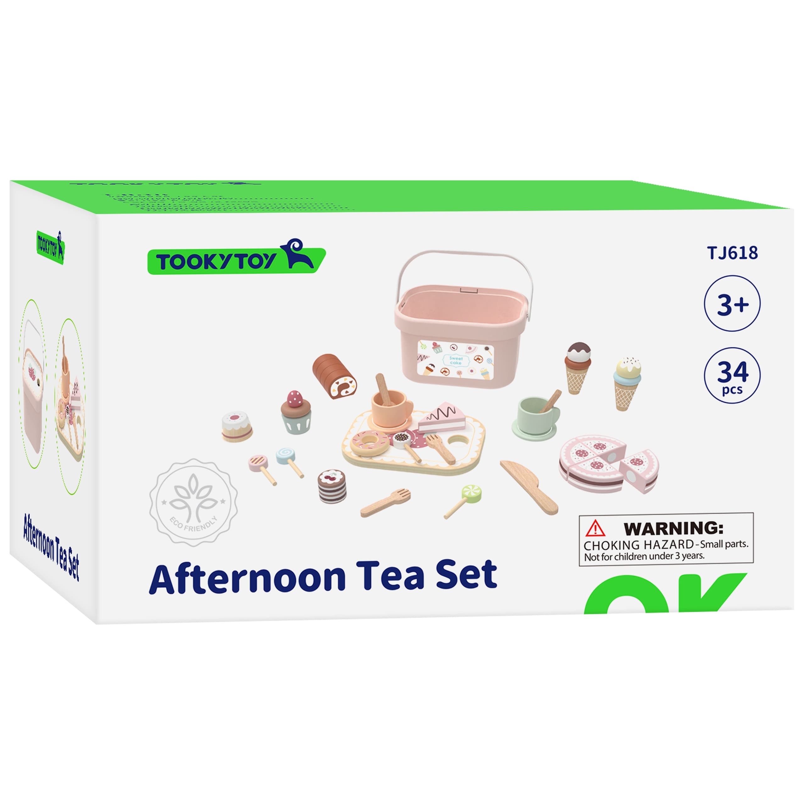 TOOKY TOY Sweet Cake Drewniany Zestaw Słodkości w Pudełku Cukiernia Lodziarnia