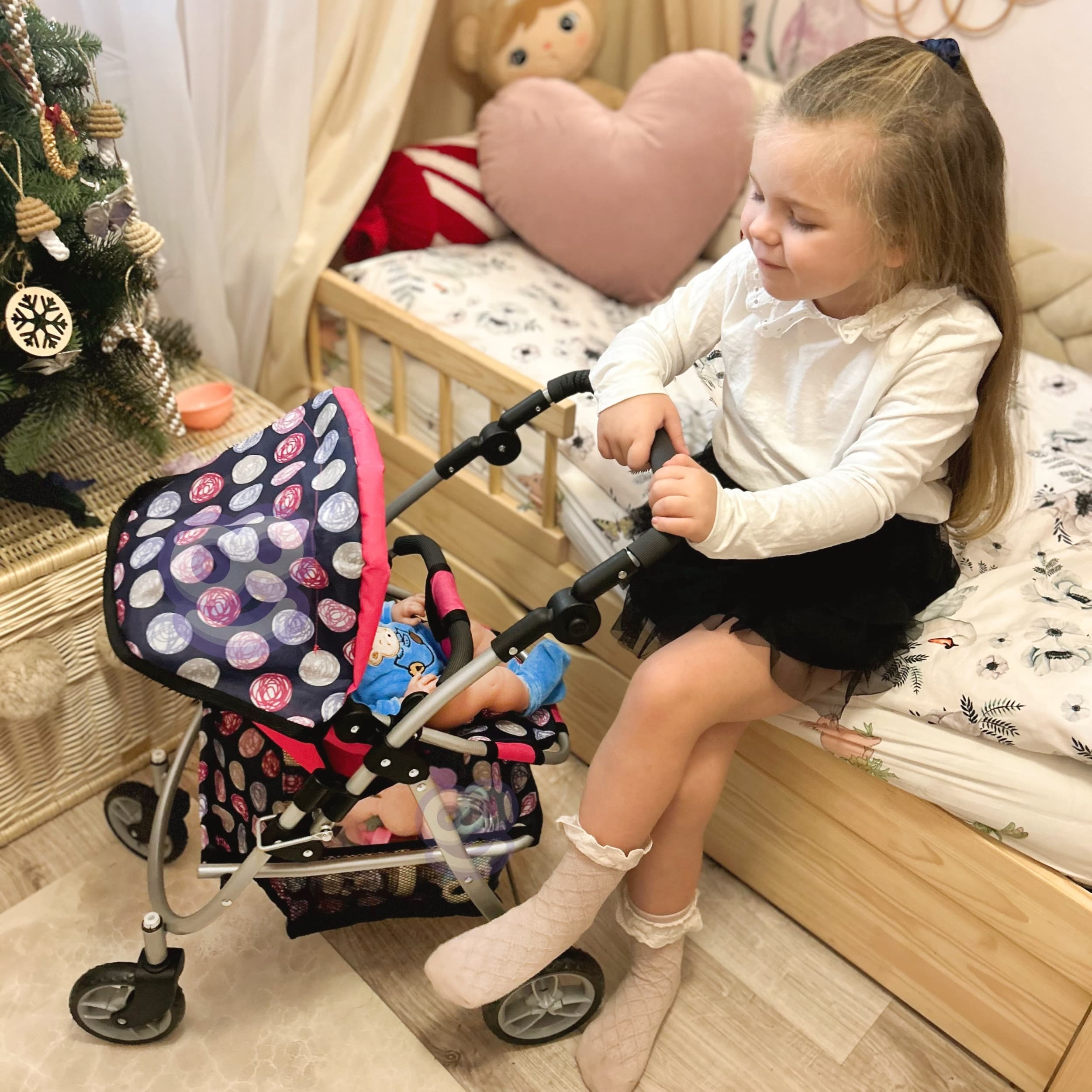 WOOPIE ROYAL Wózek dla Lalek Regulowane Siedzisko 4 Koła