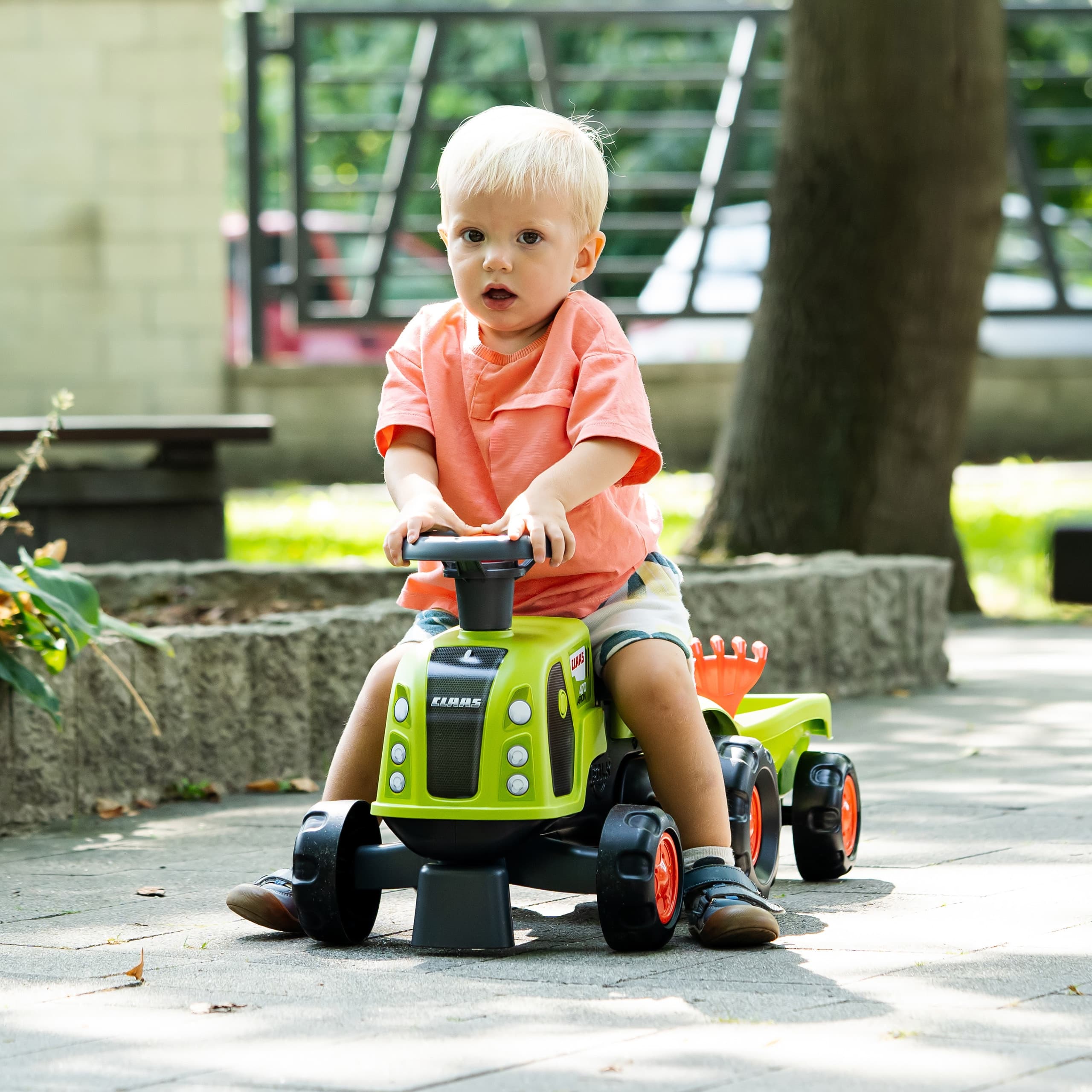 FALK Jeździk Claas 470 Arion Zielony z Przyczepką  + Zestaw do piasku