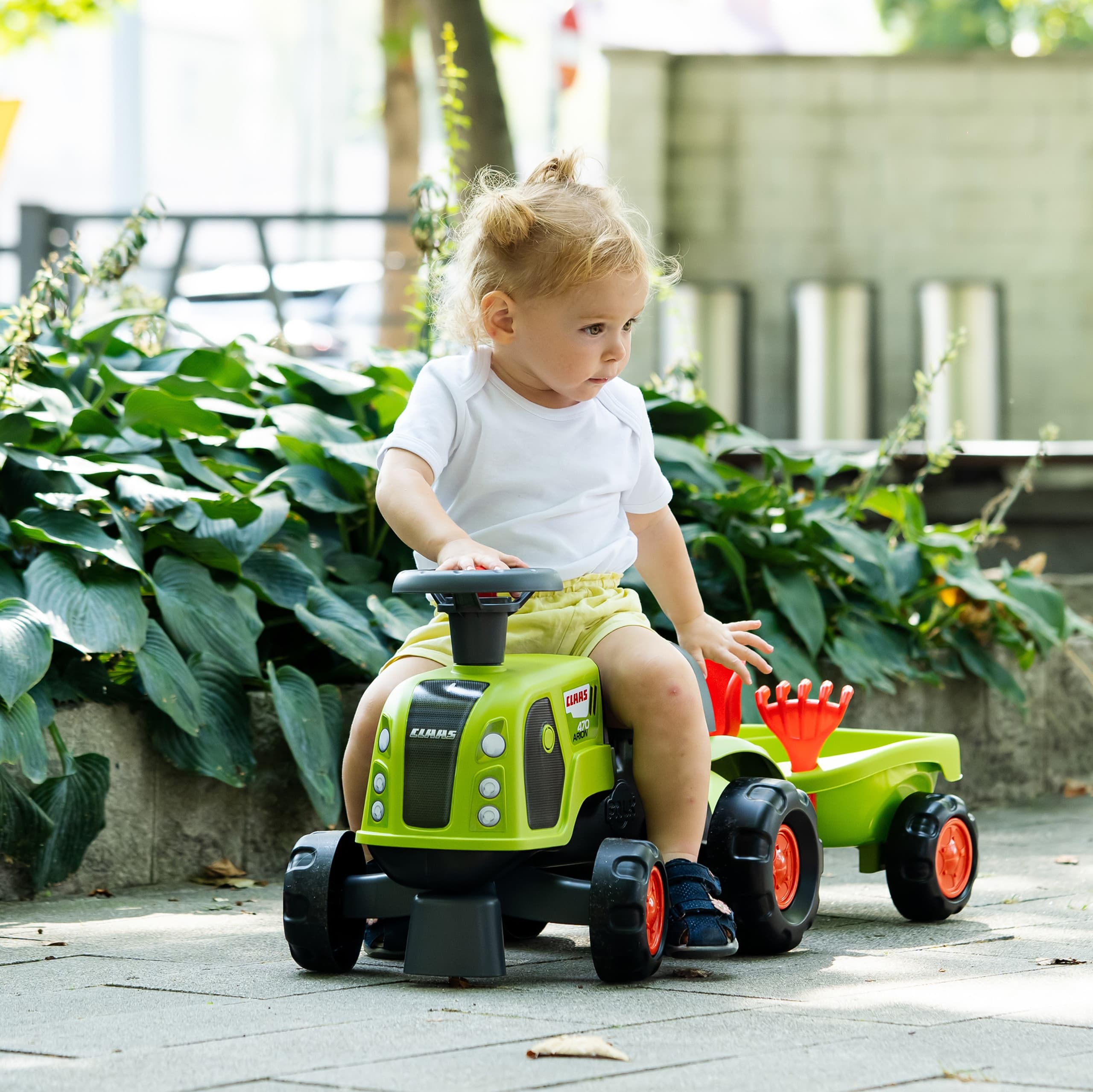 FALK Jeździk Claas 470 Arion Zielony z Przyczepką  + Zestaw do piasku