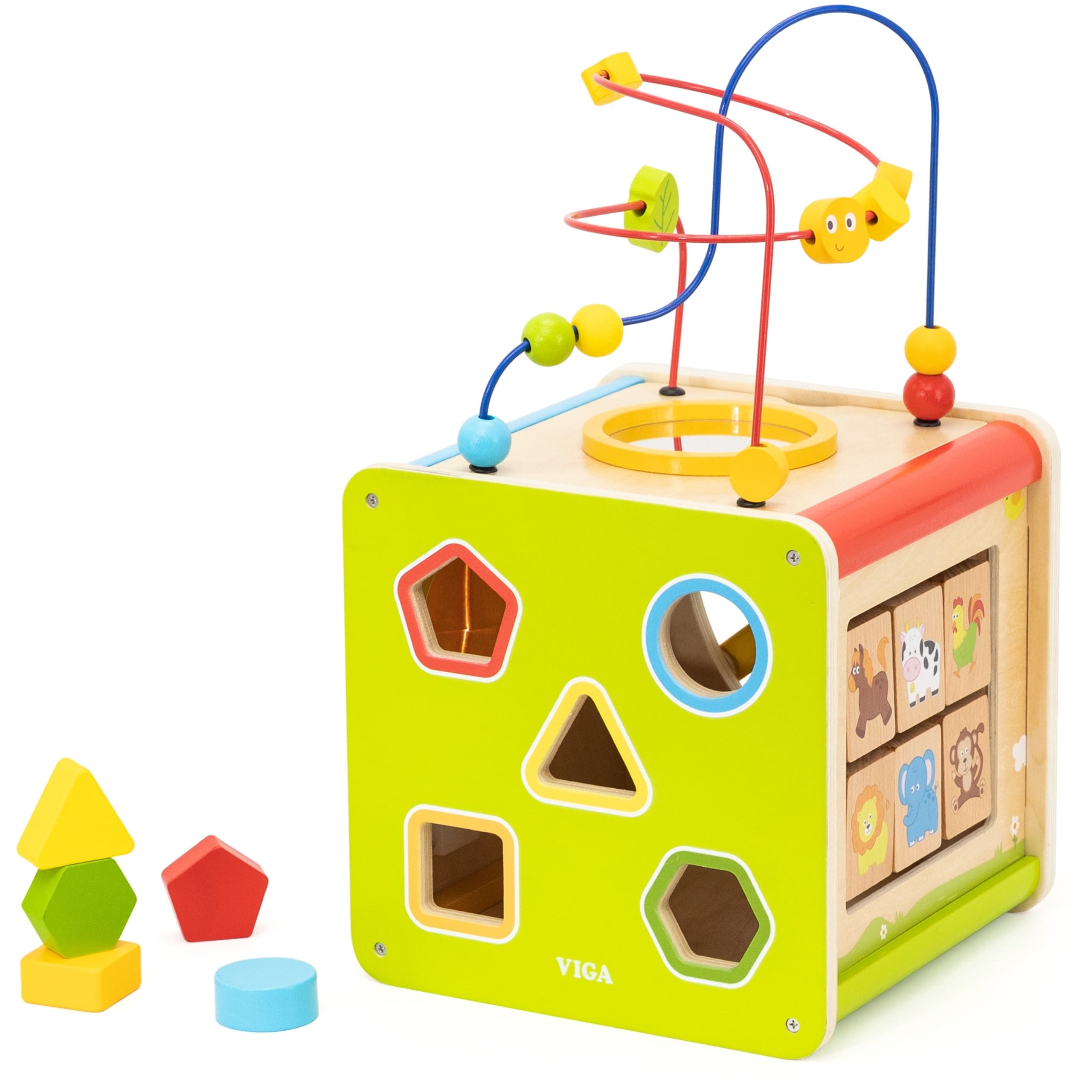 Viga Drewniana Kostka Edukacyjna 5w1