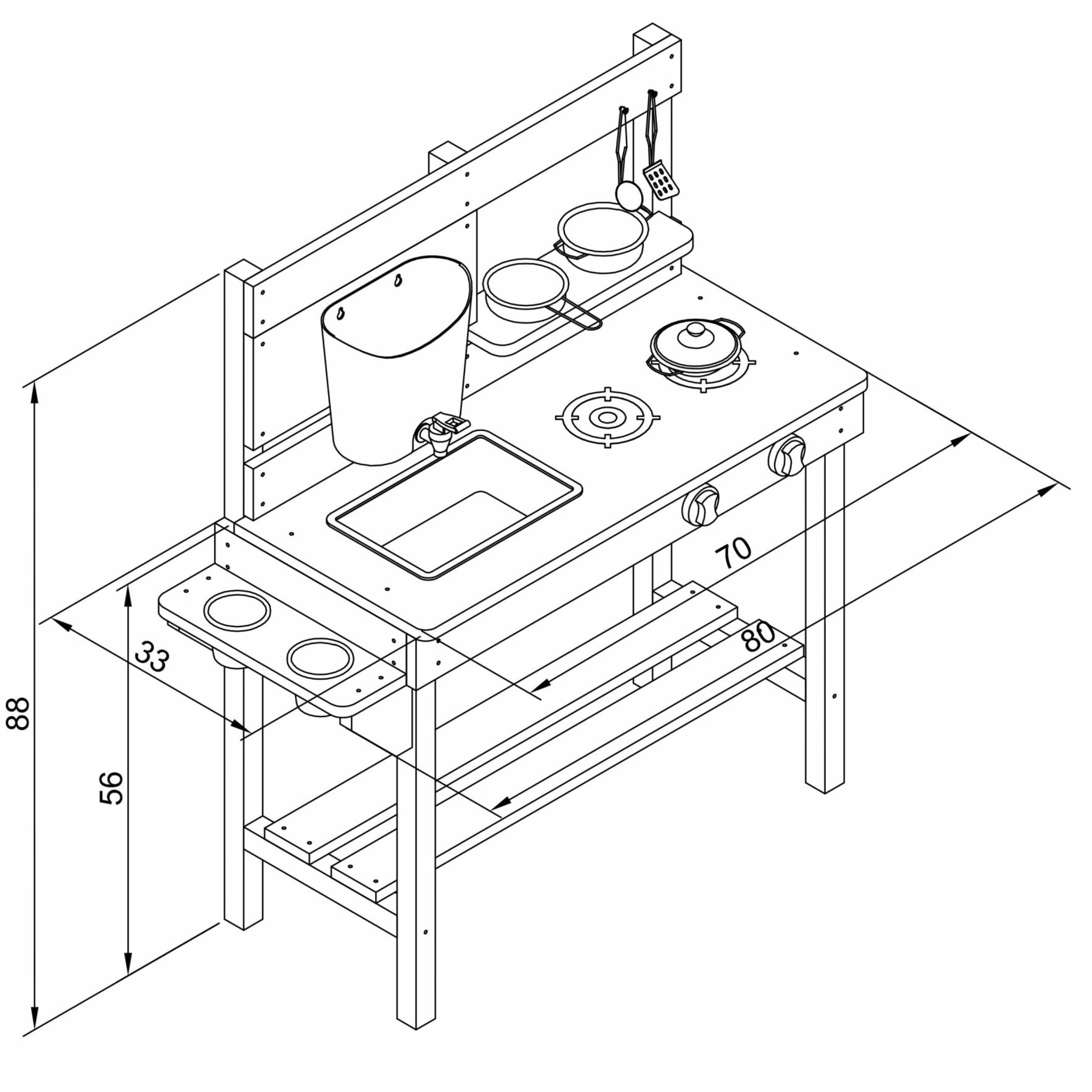 AXI Duża Drewniana Kuchnia Zabawa Woda i Piaskiem