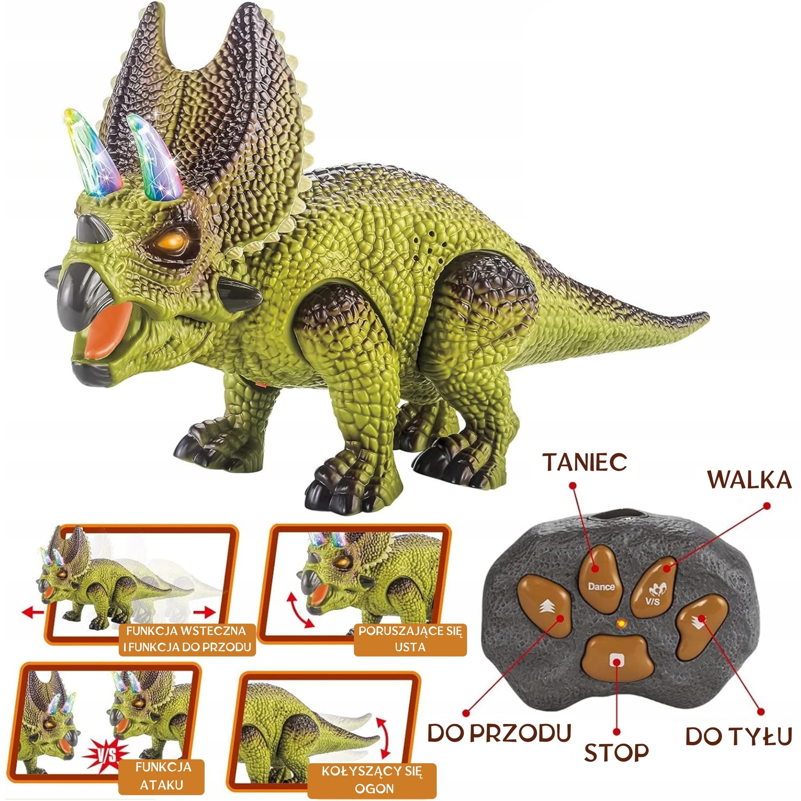 WOOPIE Dinozaur Zdalnie Sterowany RC Robot Triceratops