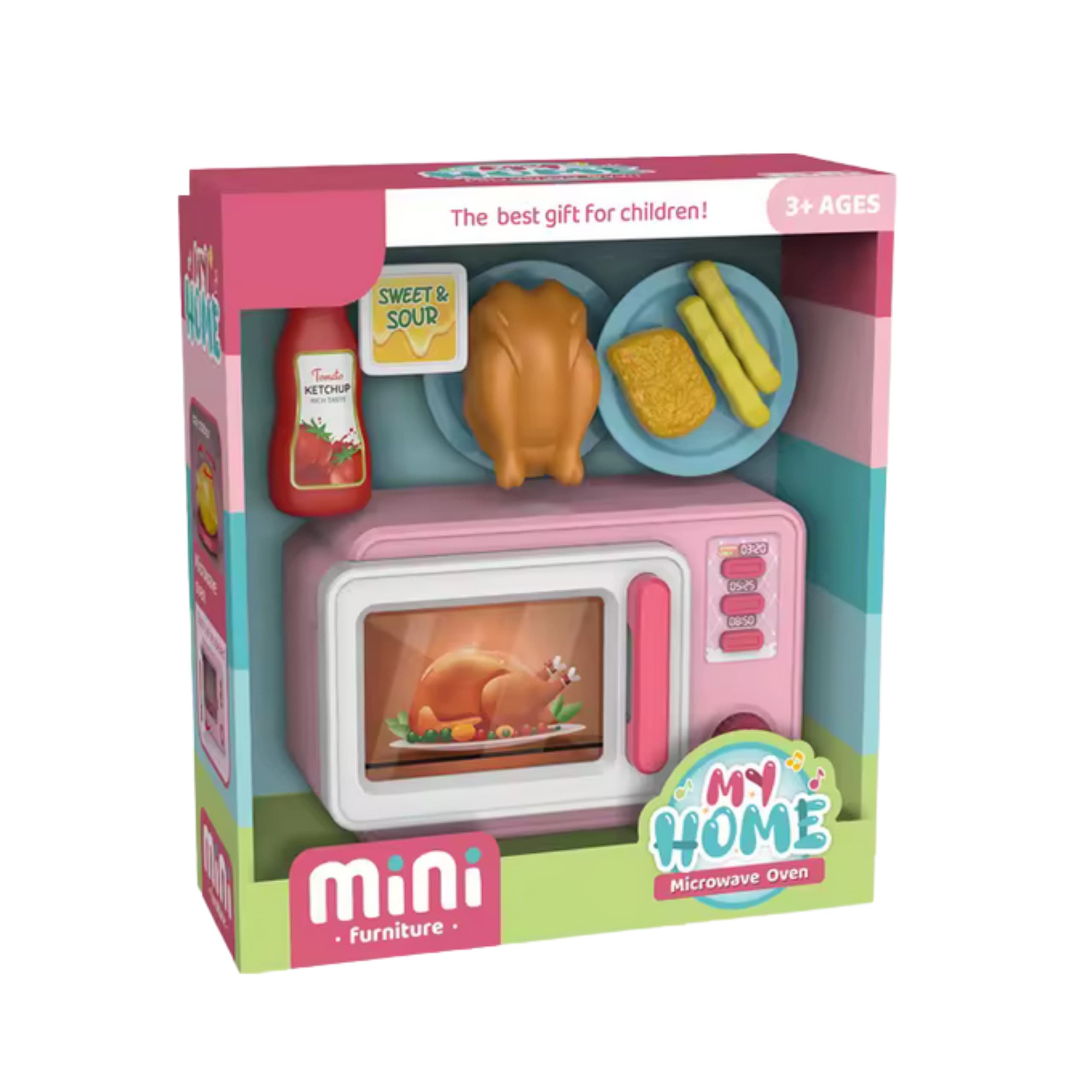 Różowa Kuchenka Mikrofalowa z Kurczakiem