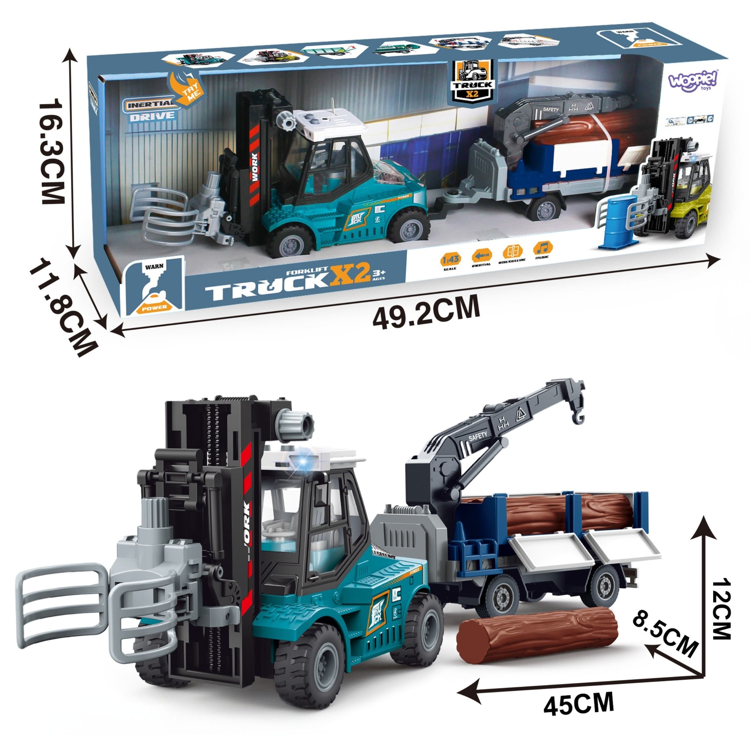 WOOPIE Wózek Widłowy Zaciskowy z Przyczepą Dźwięki Światła