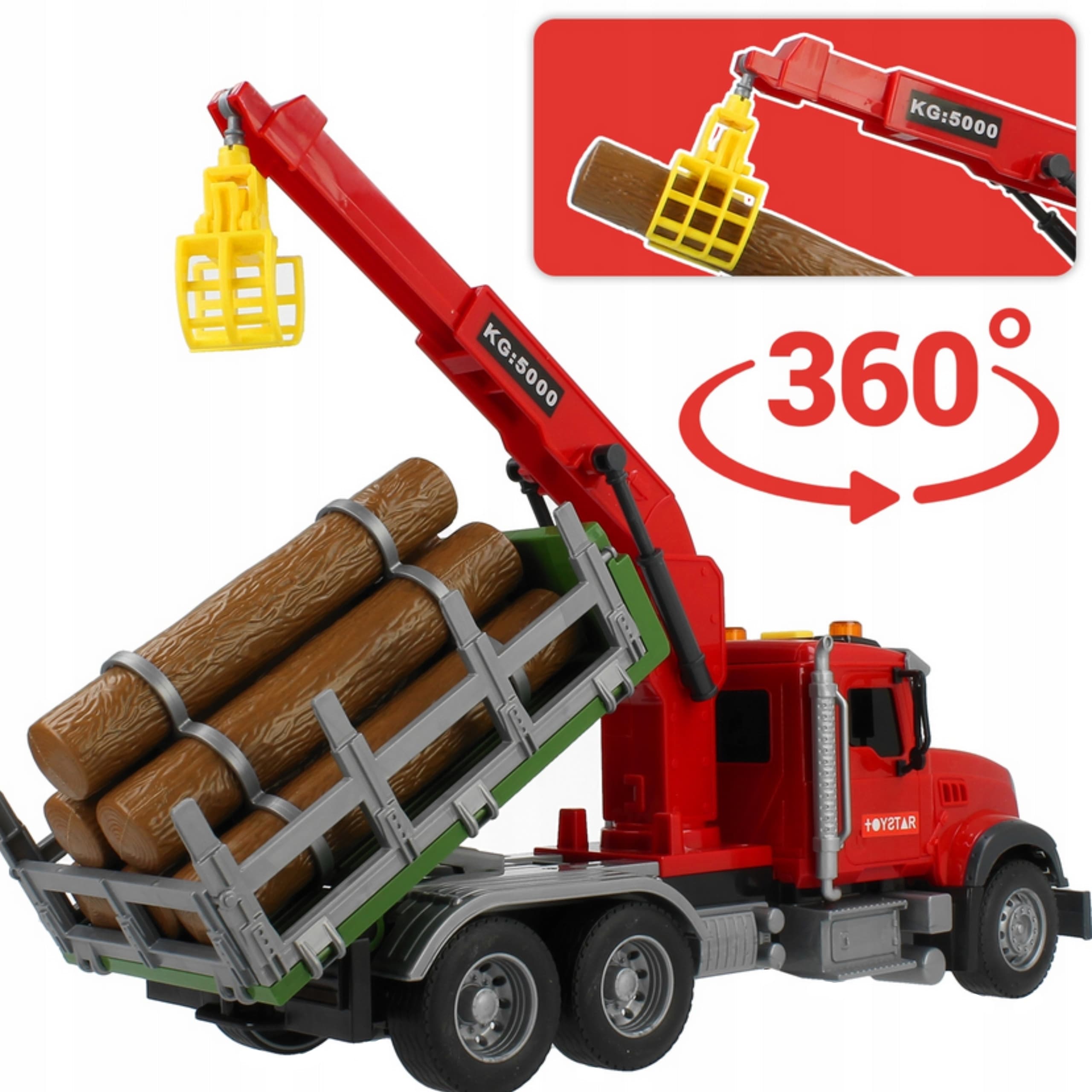 WOOPIE Ciężarówka z Ruchomym Dźwigiem do Drewna Dźwięk Światła 1:14