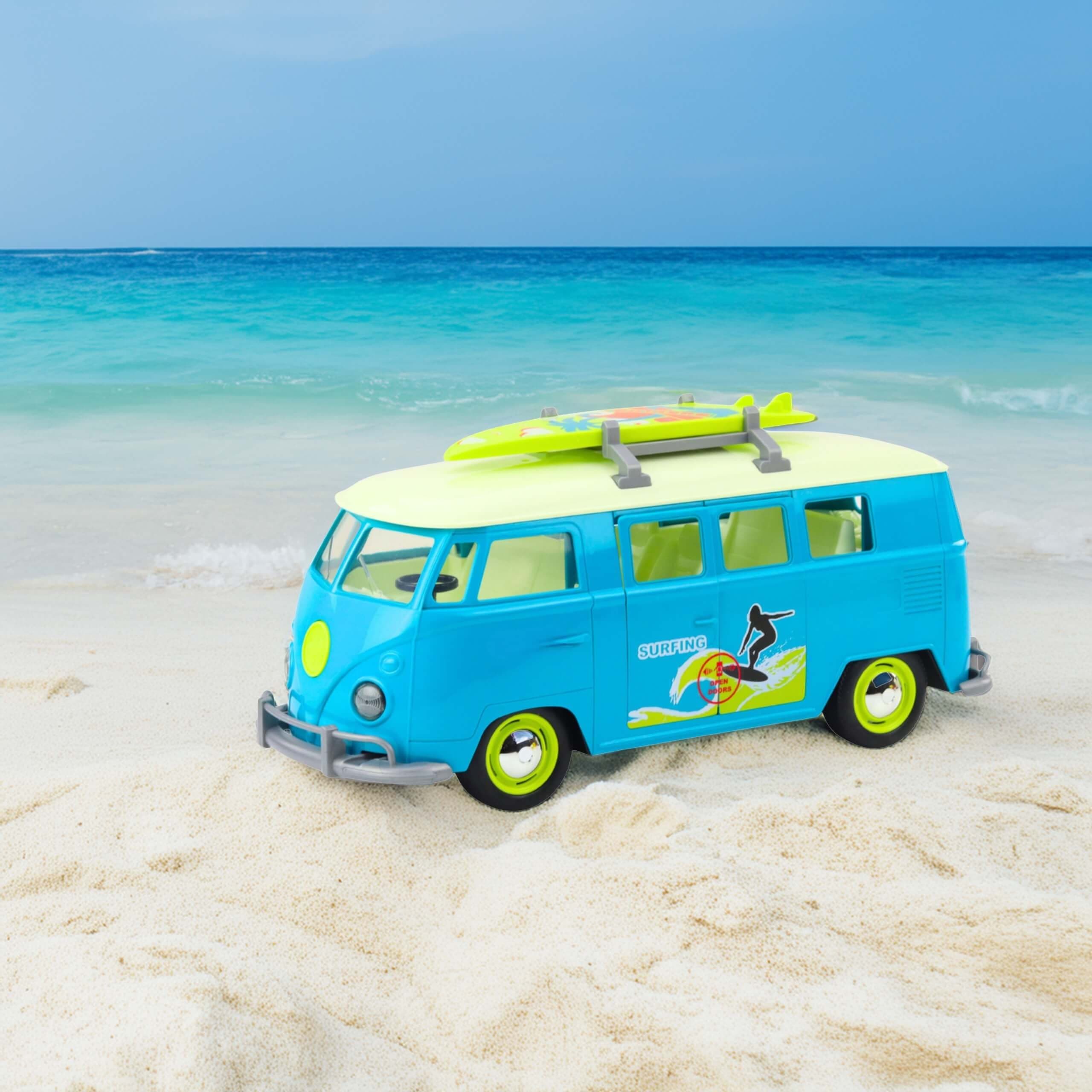 WOOPIE Samochód Bus Surfing Klasyczny Czerwony Ze Światłem I Dźwiękiem Model 1:14