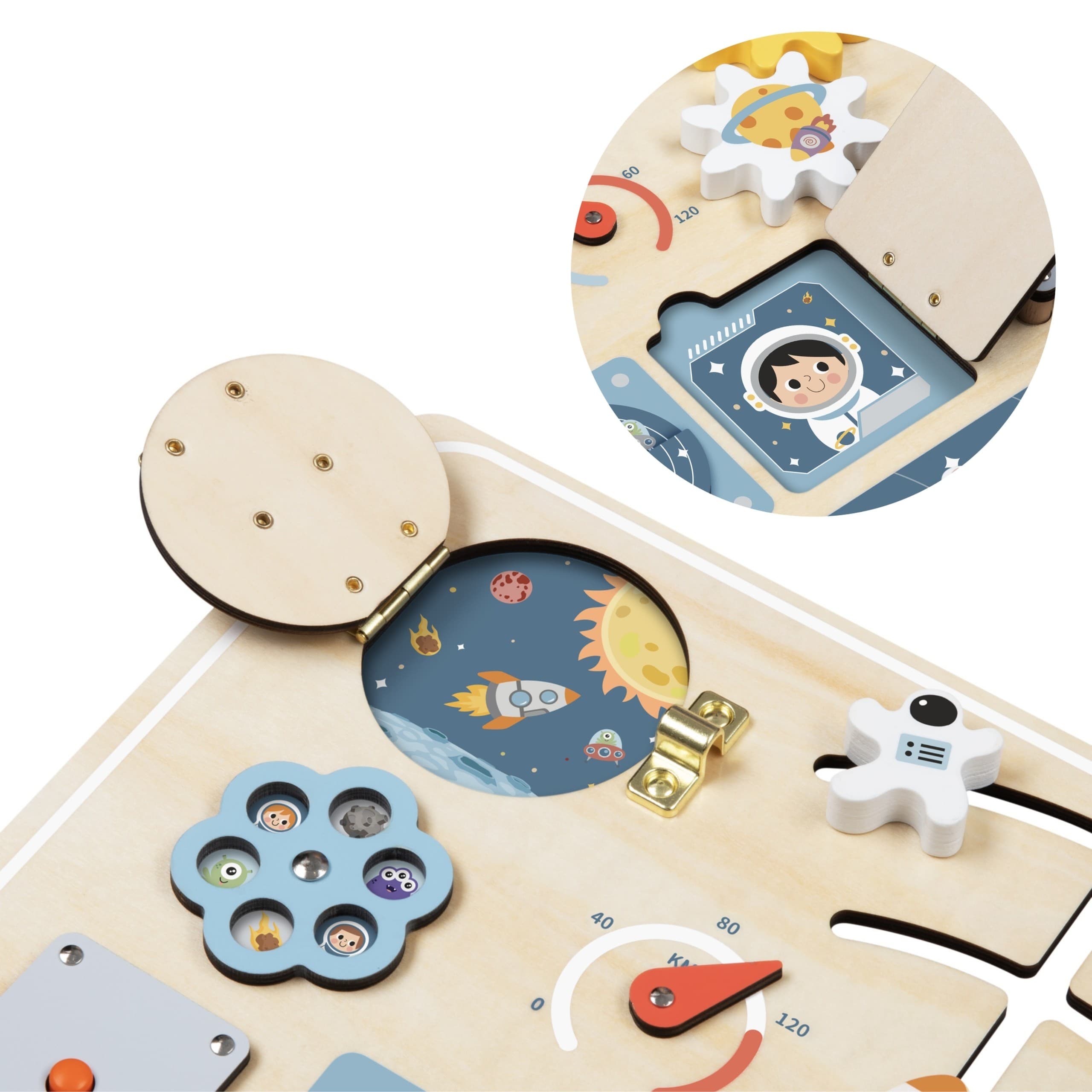 TOOKY TOY Drewniana Tablica Edukacyjna Montessori Astronauta Statek Kosmiczny