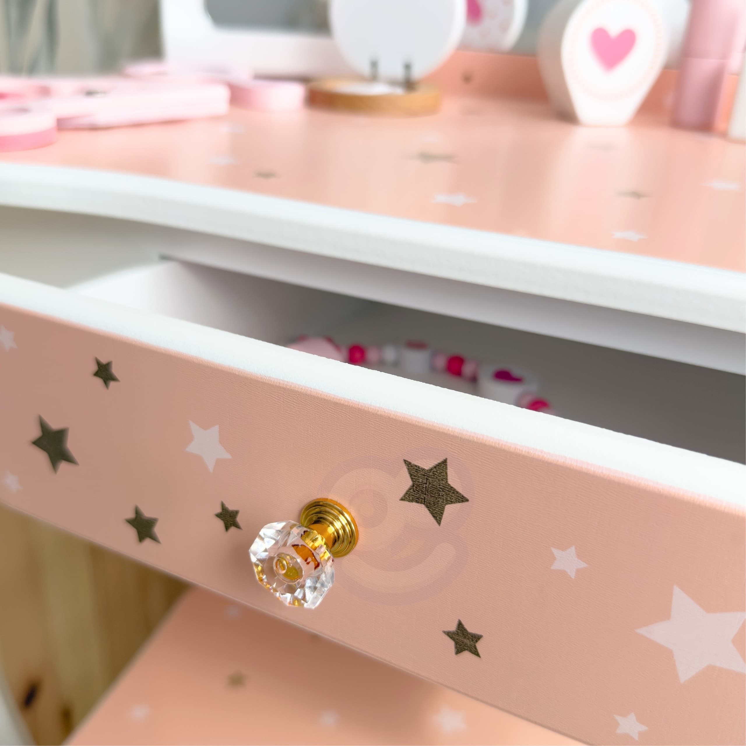 WOOPIE GREEN Drewniana Toaletka z Lustrem i Akcesoriami