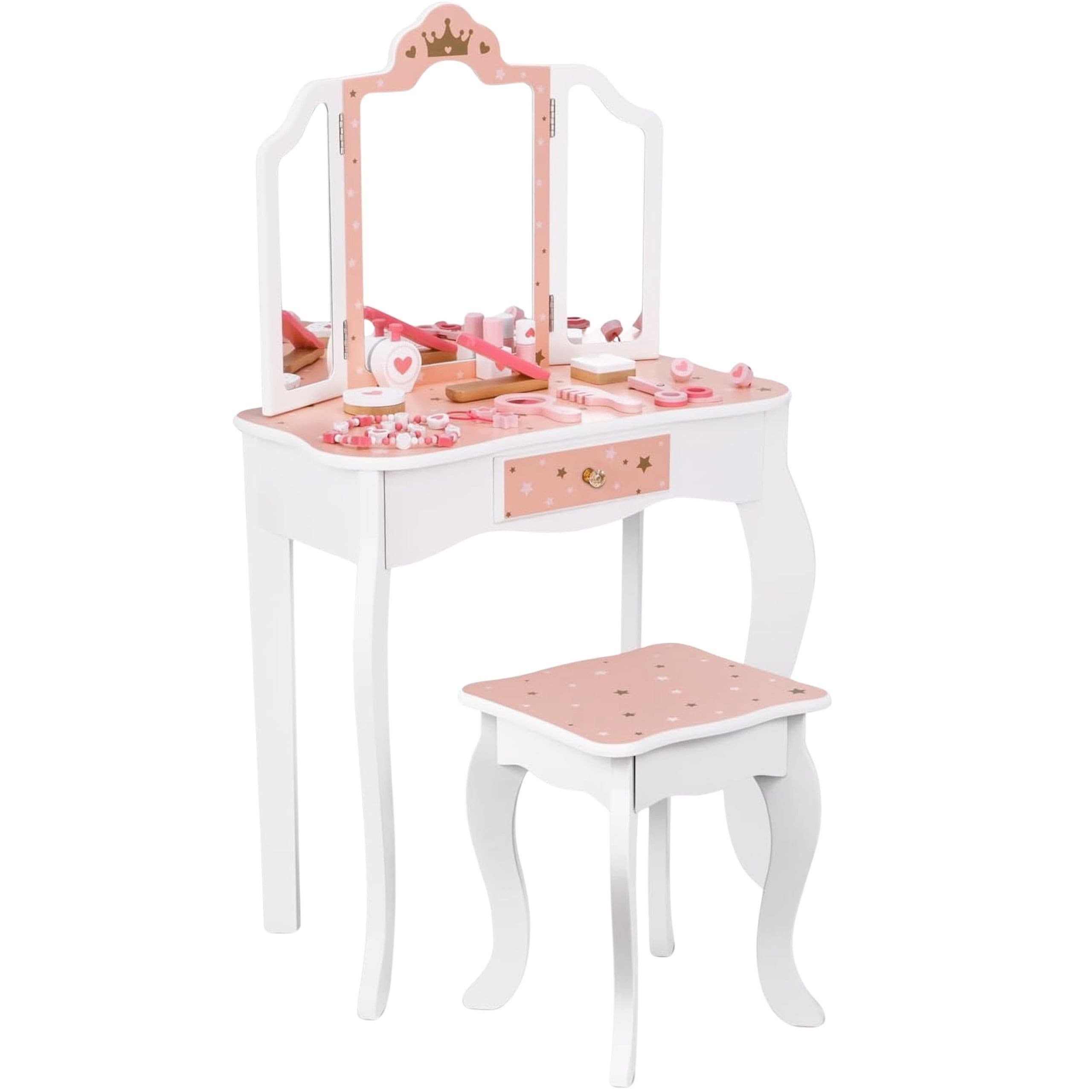 WOOPIE GREEN Drewniana Toaletka z Lustrem i Akcesoriami