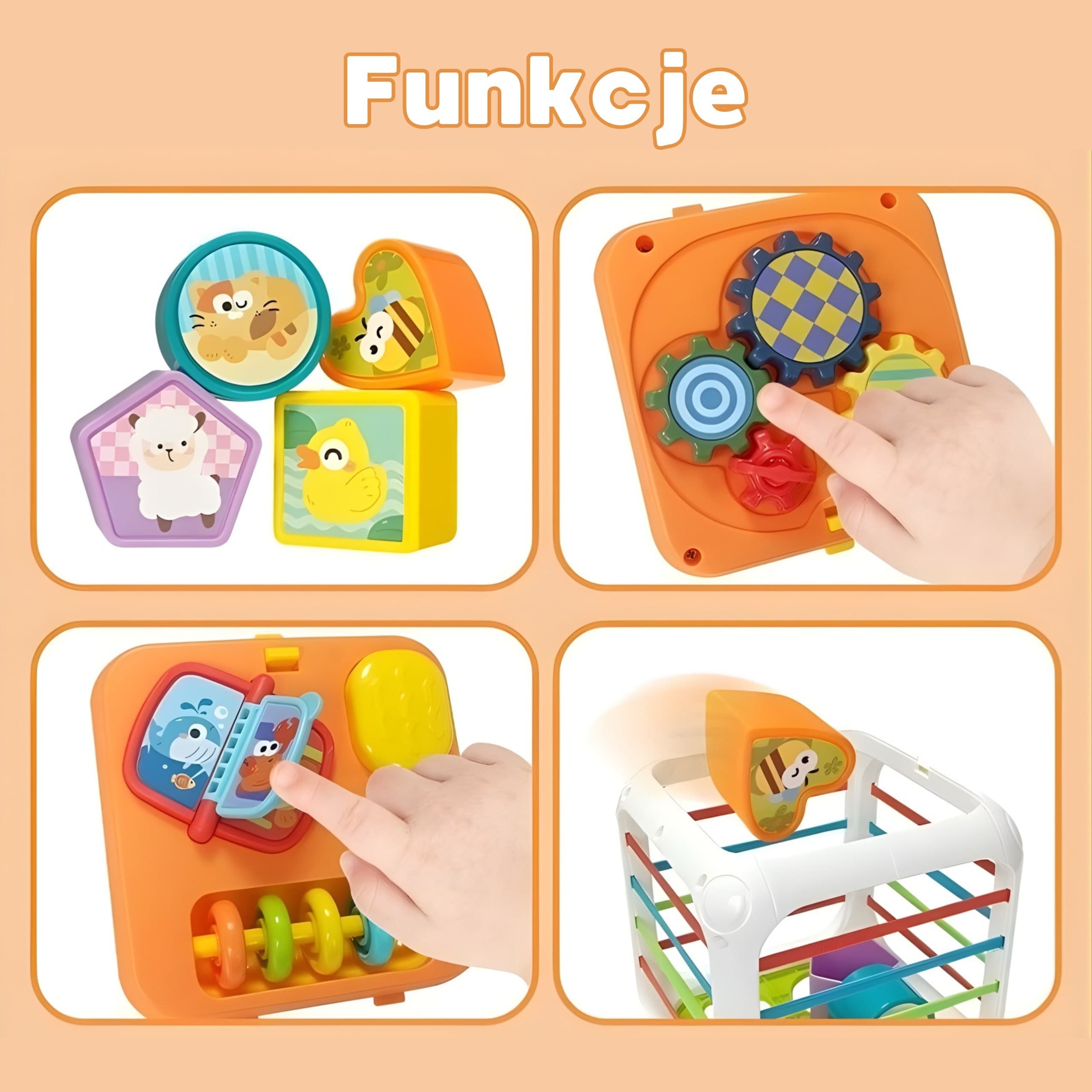WOOPIE Kostka Edukacyjna Sorter 4w1 Kształty 18m+