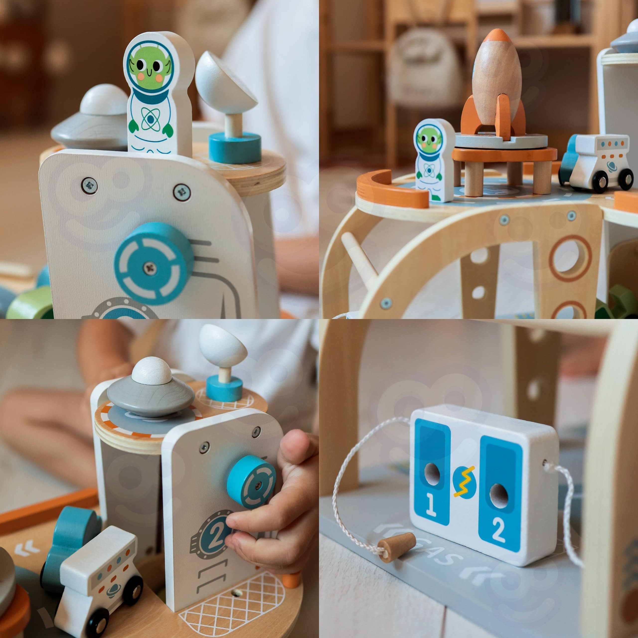 TOOKY TOY Drewniany Kosmiczny Parking  Stacja Kosmiczna