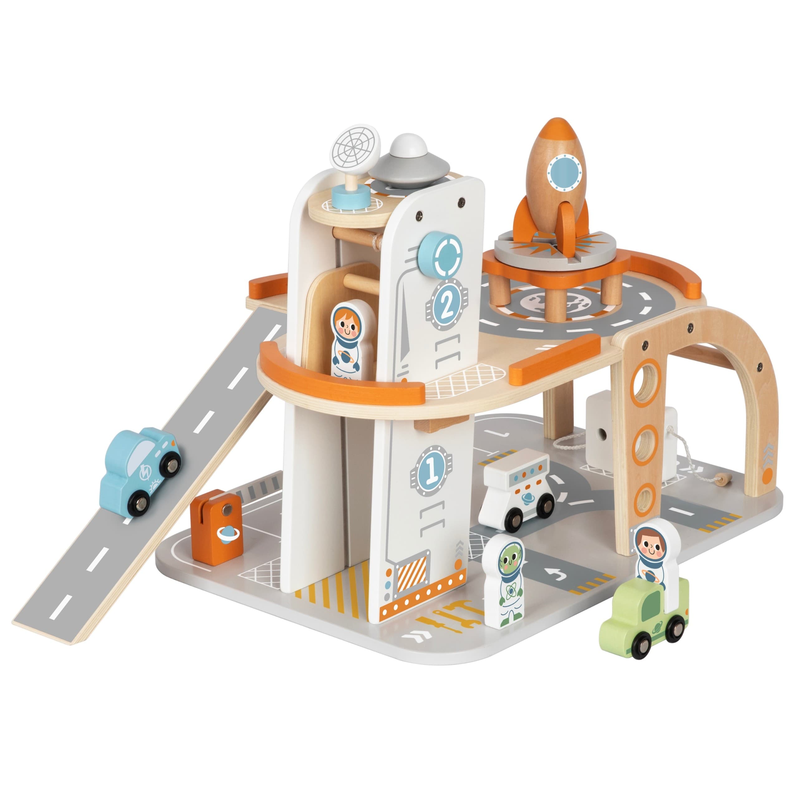 TOOKY TOY Drewniany Kosmiczny Parking  Stacja Kosmiczna