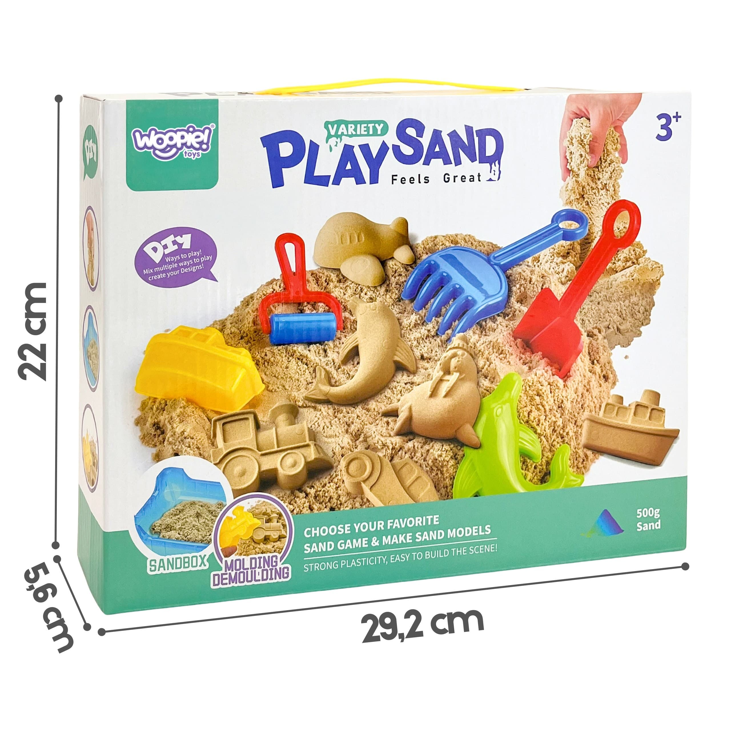 WOOPIE Piasek Kinetyczny 0,5 kg Zestaw Stolik z Foremkami