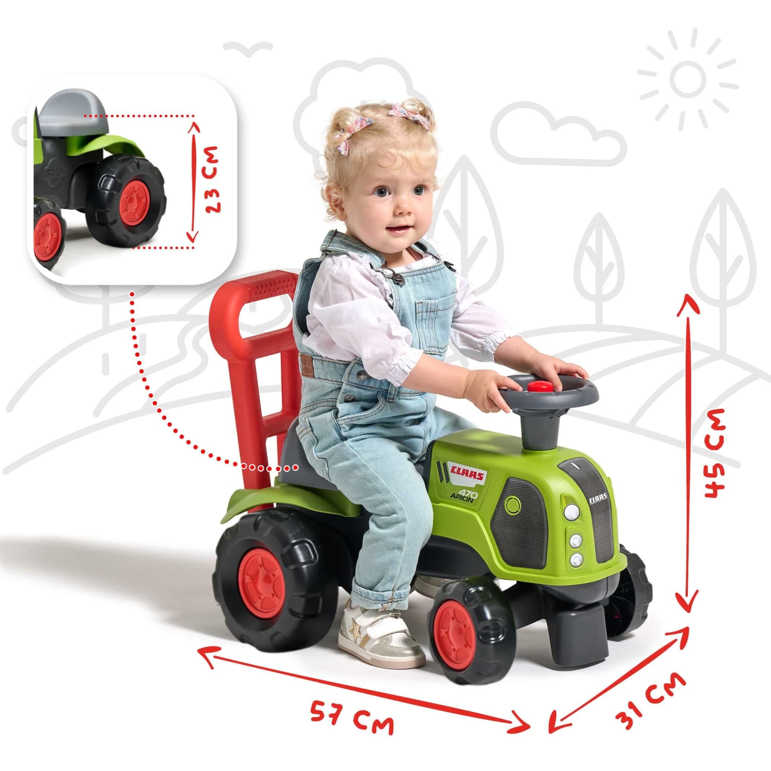 FALK Jeździk Traktor Pchacz Baby Claas Arion 470 z Klaksonem