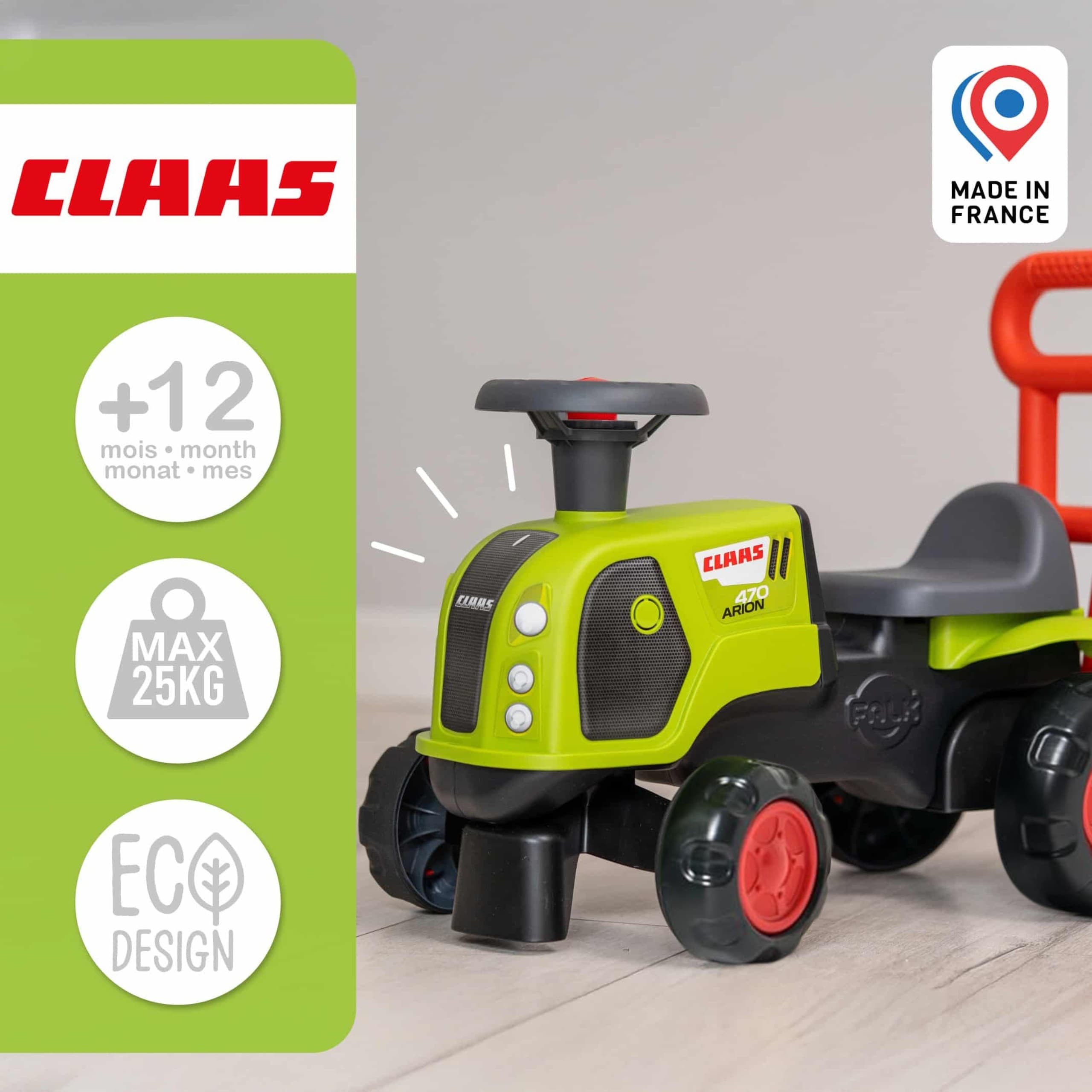 FALK Jeździk Traktor Pchacz Baby Claas Arion 470 z Klaksonem