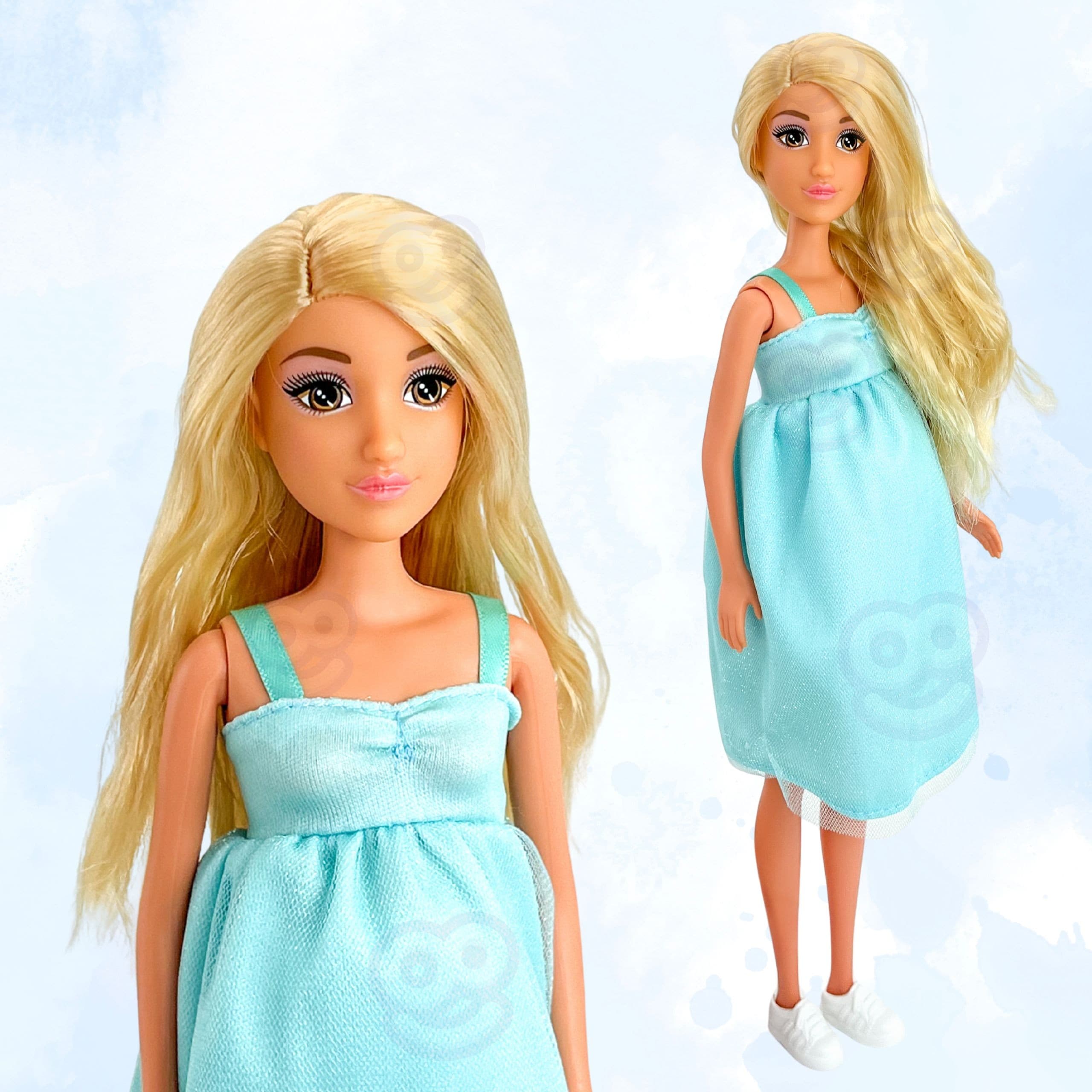 WOOPIE ROYAL Lalka Lily z Brzuszkiem w Ciąży Niemowlak Błękitna Sukienka