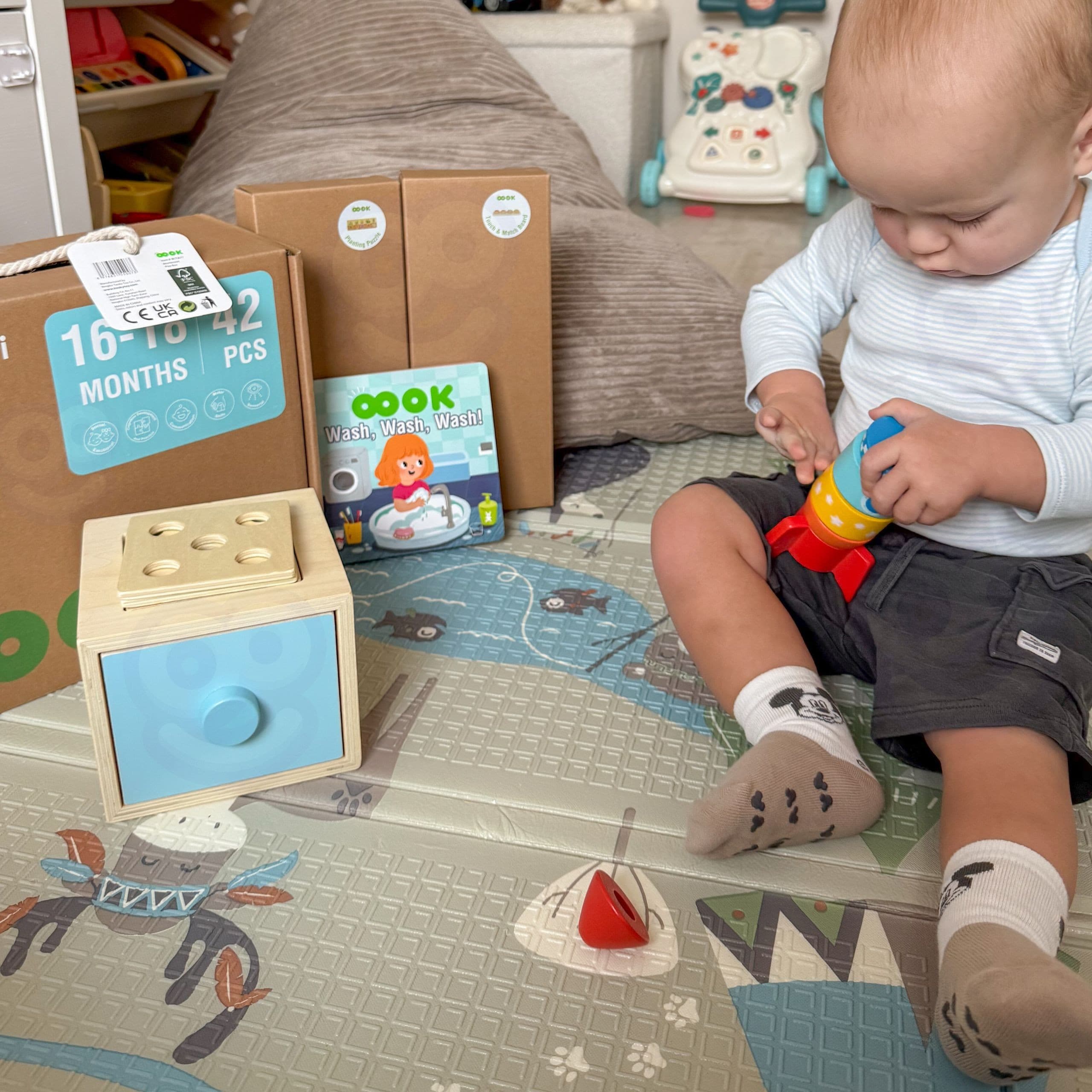 TOOKY TOY Box Pudełko XXL Montessori Edukacyjne 7w1 Sensoryczne 16-18 Mies.