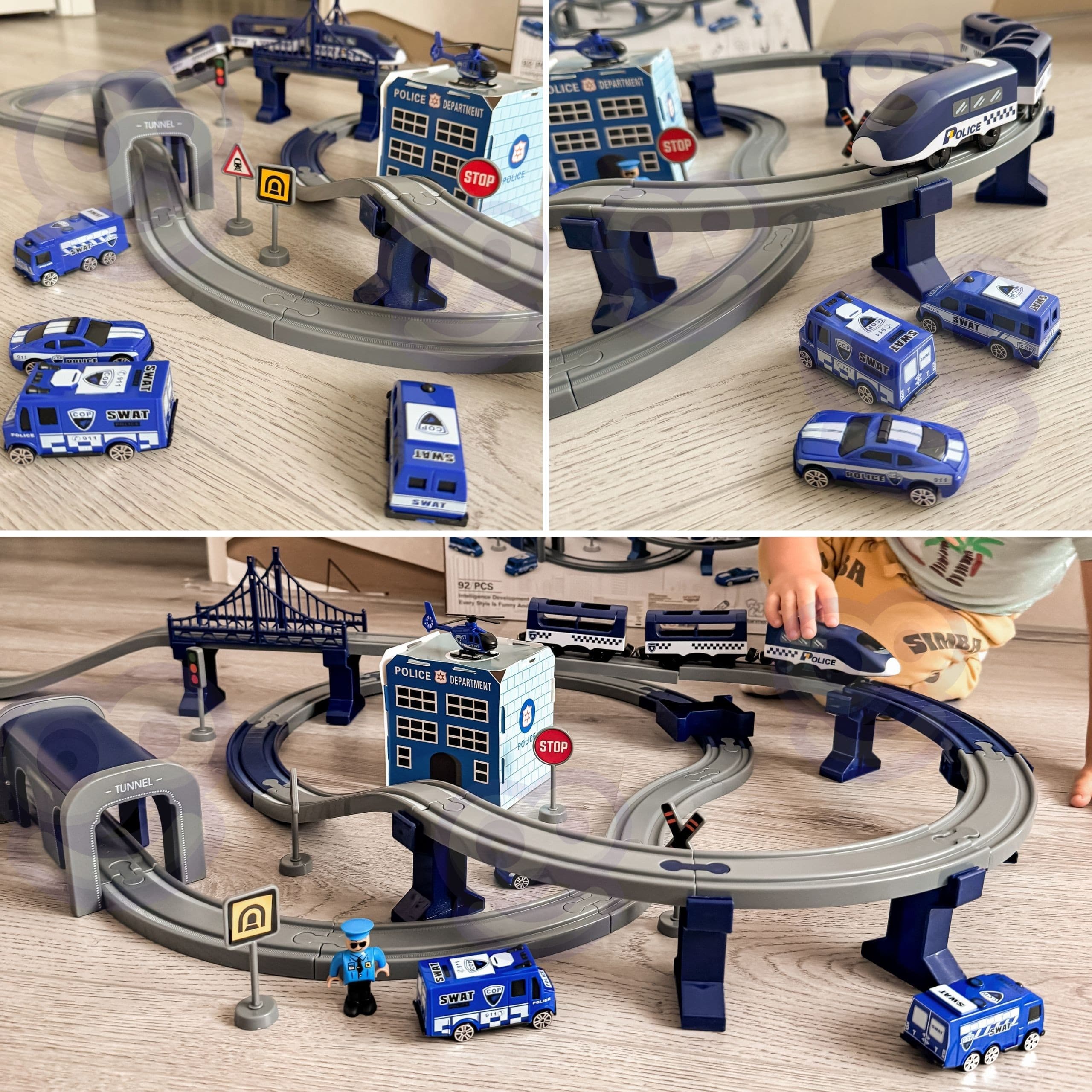 WOOPIE Kolejka Elektryczna Tor Samochodowy Komisariat Policji Helikopter Auta 92 el.