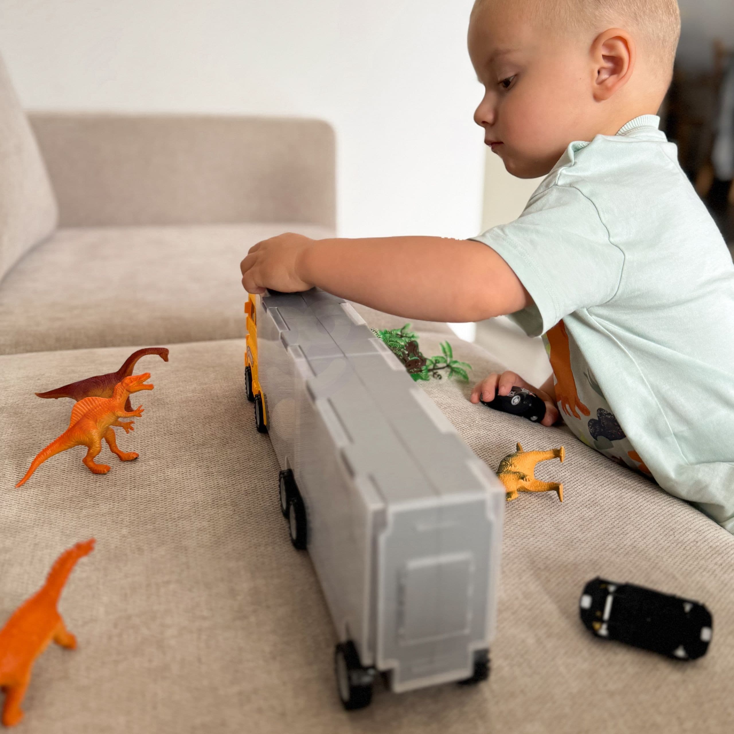 WOOPIE Ciężarówka Transporter 2w1 Zestaw Dinozaurów + Makieta