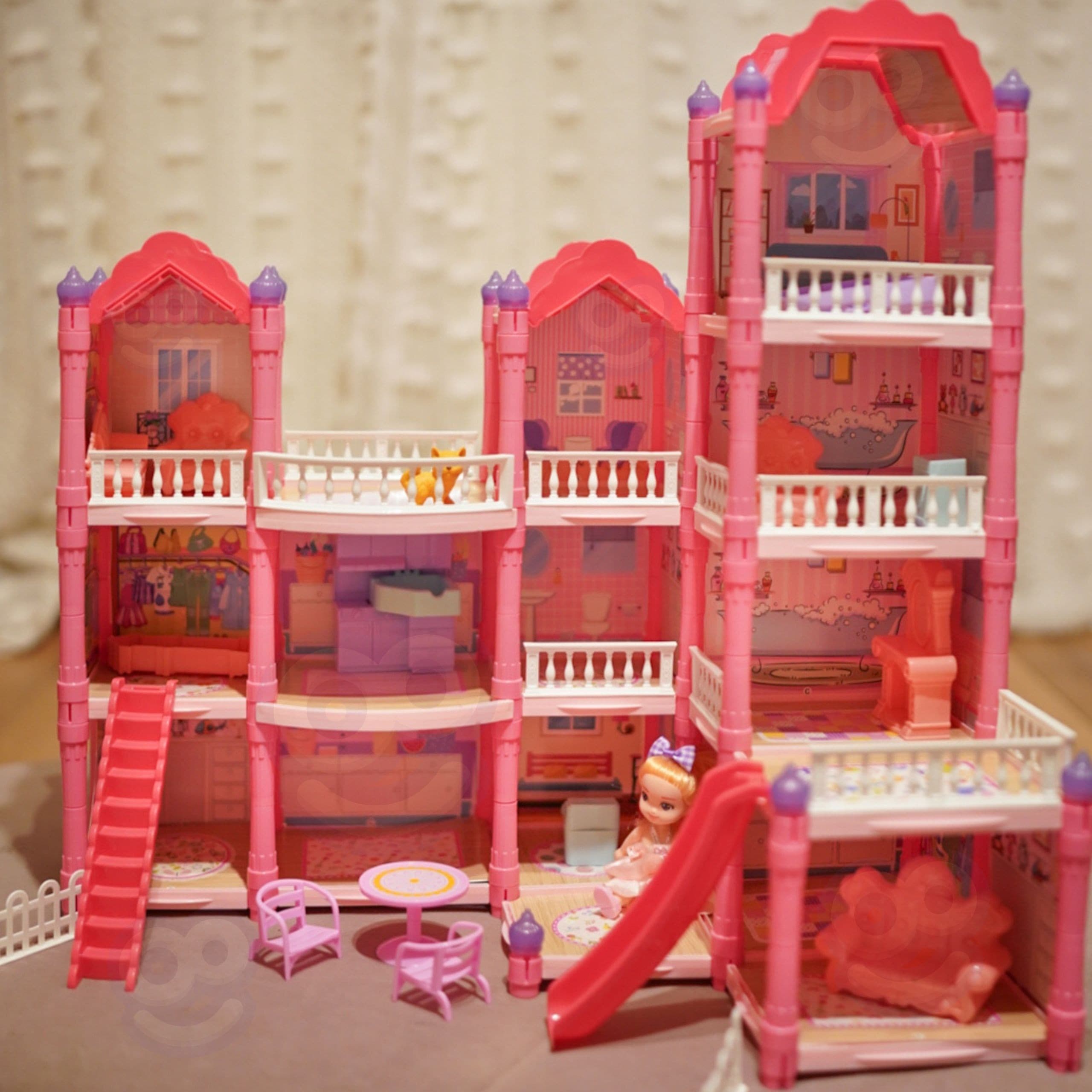 WOOPIE Domek dla Lalek Villa z Akcesoriami i Lalką Podświetlany 296el.