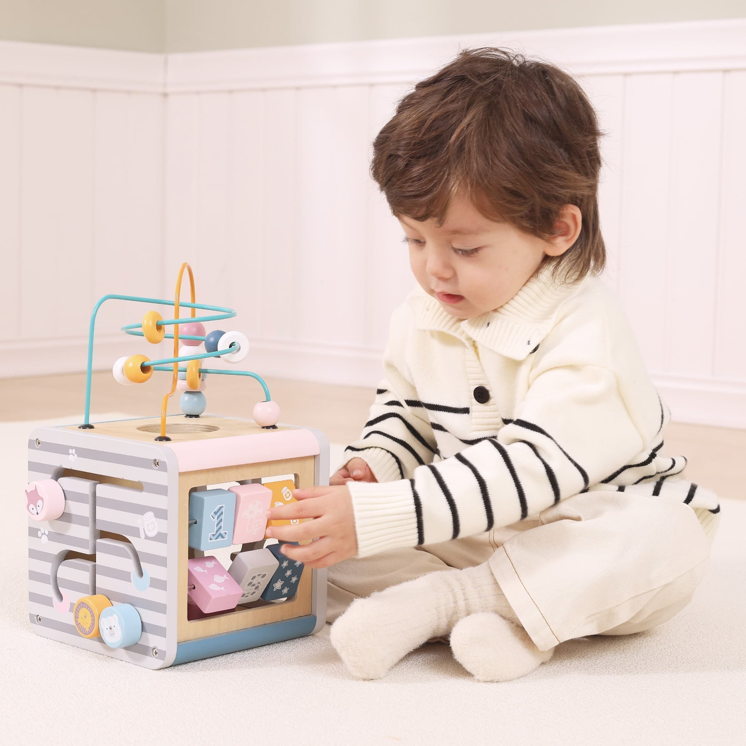 VIGA PolarB Activity Box Drewniane Edukacyjne Centrum Gier 5w1 kostka