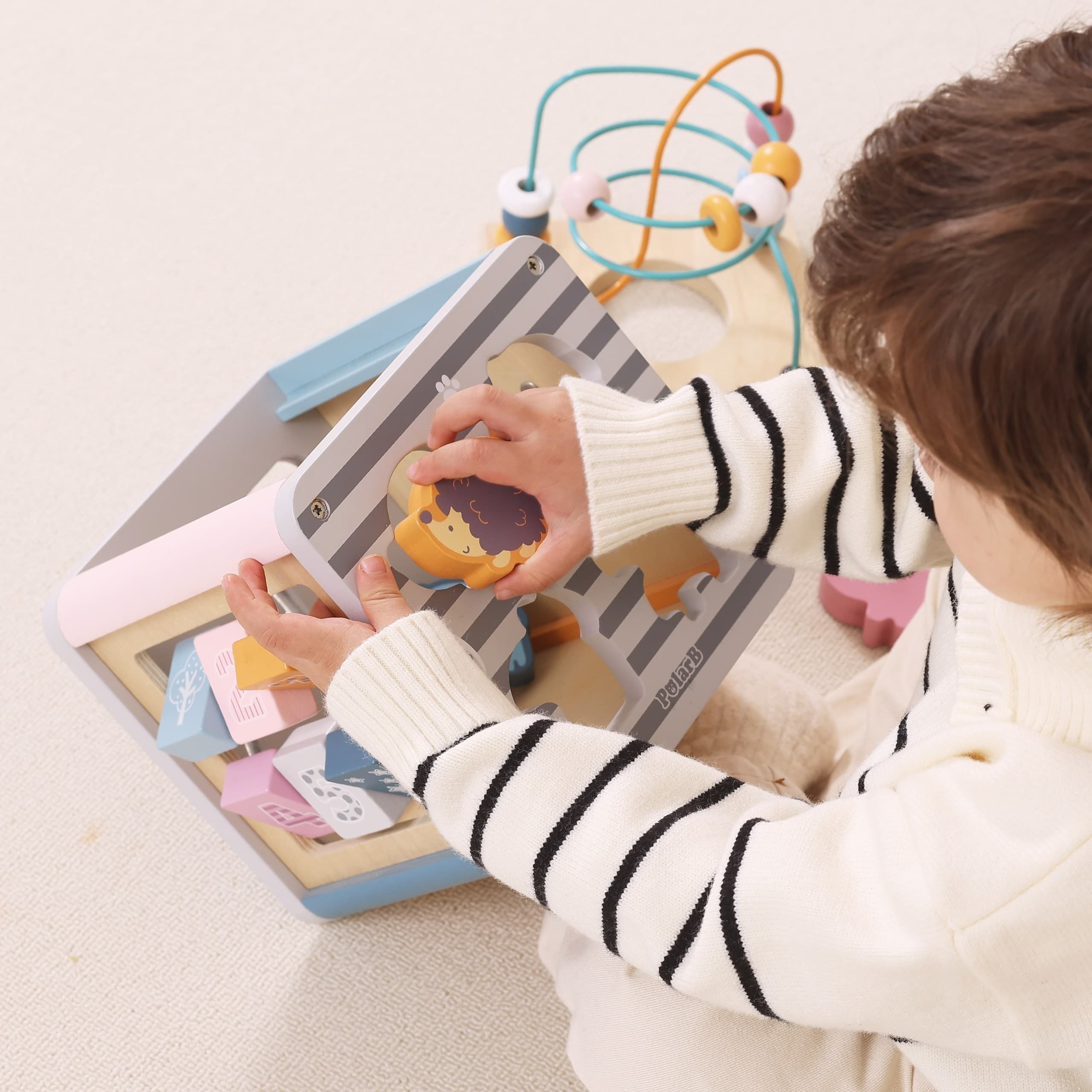 VIGA PolarB Activity Box Drewniane Edukacyjne Centrum Gier 5w1 kostka