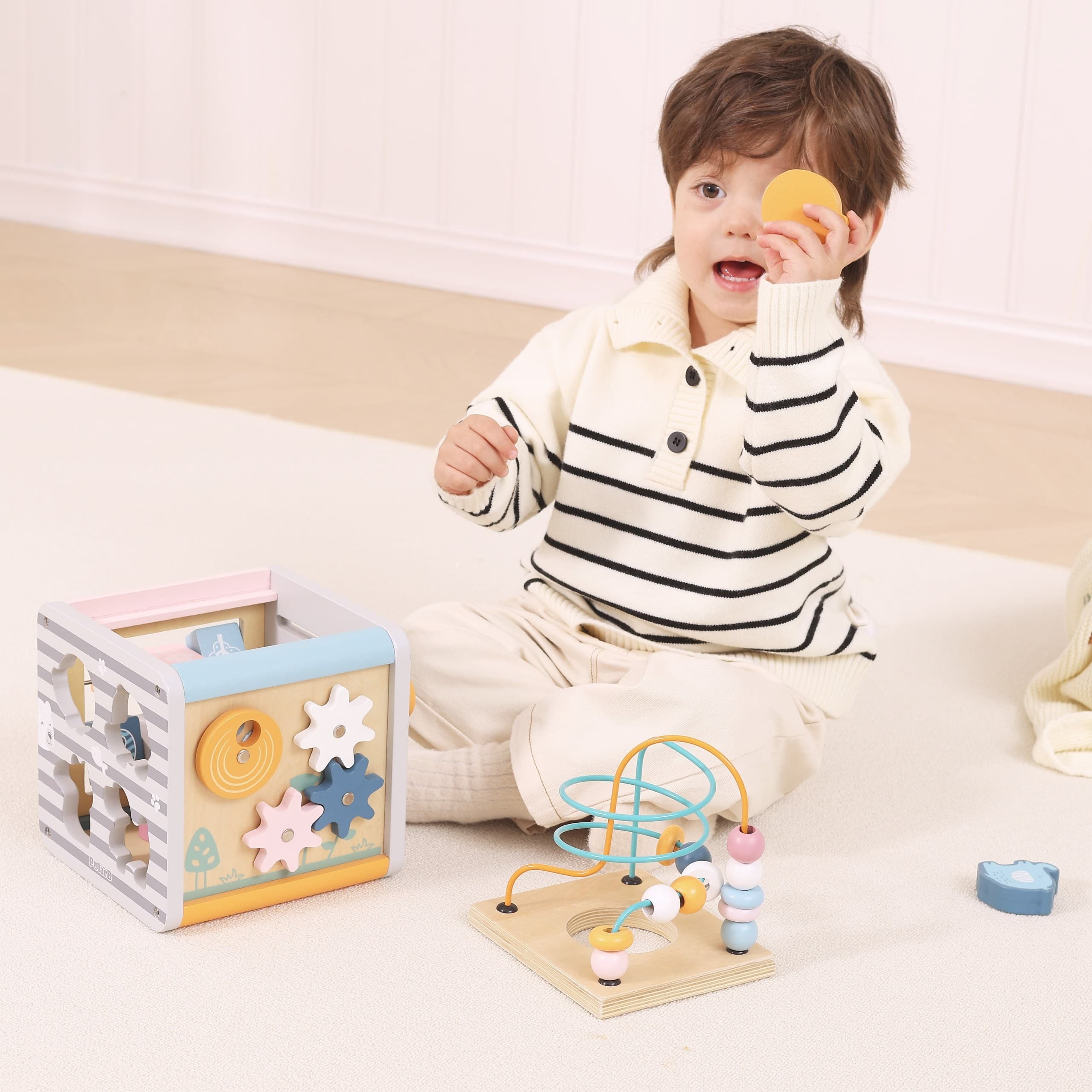 VIGA PolarB Activity Box Drewniane Edukacyjne Centrum Gier 5w1 kostka