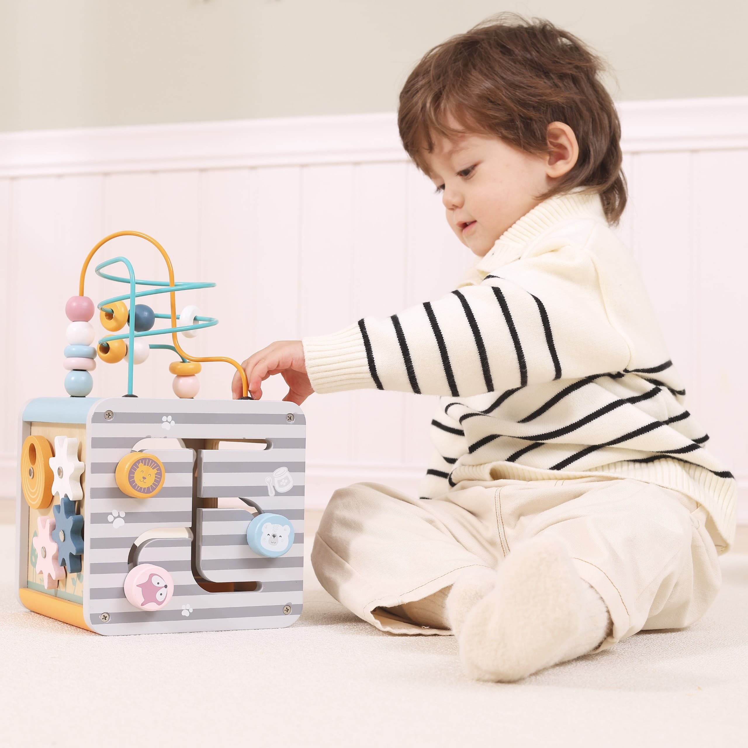 VIGA PolarB Activity Box Drewniane Edukacyjne Centrum Gier 5w1 kostka