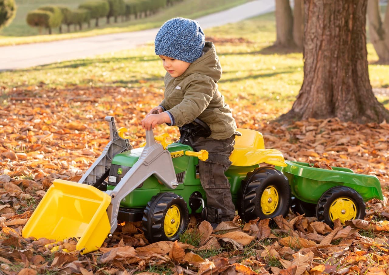 Rolly Toys RollyKid  John Deere Traktor na Pedały z Łyżką i Przyczepą - Zielony