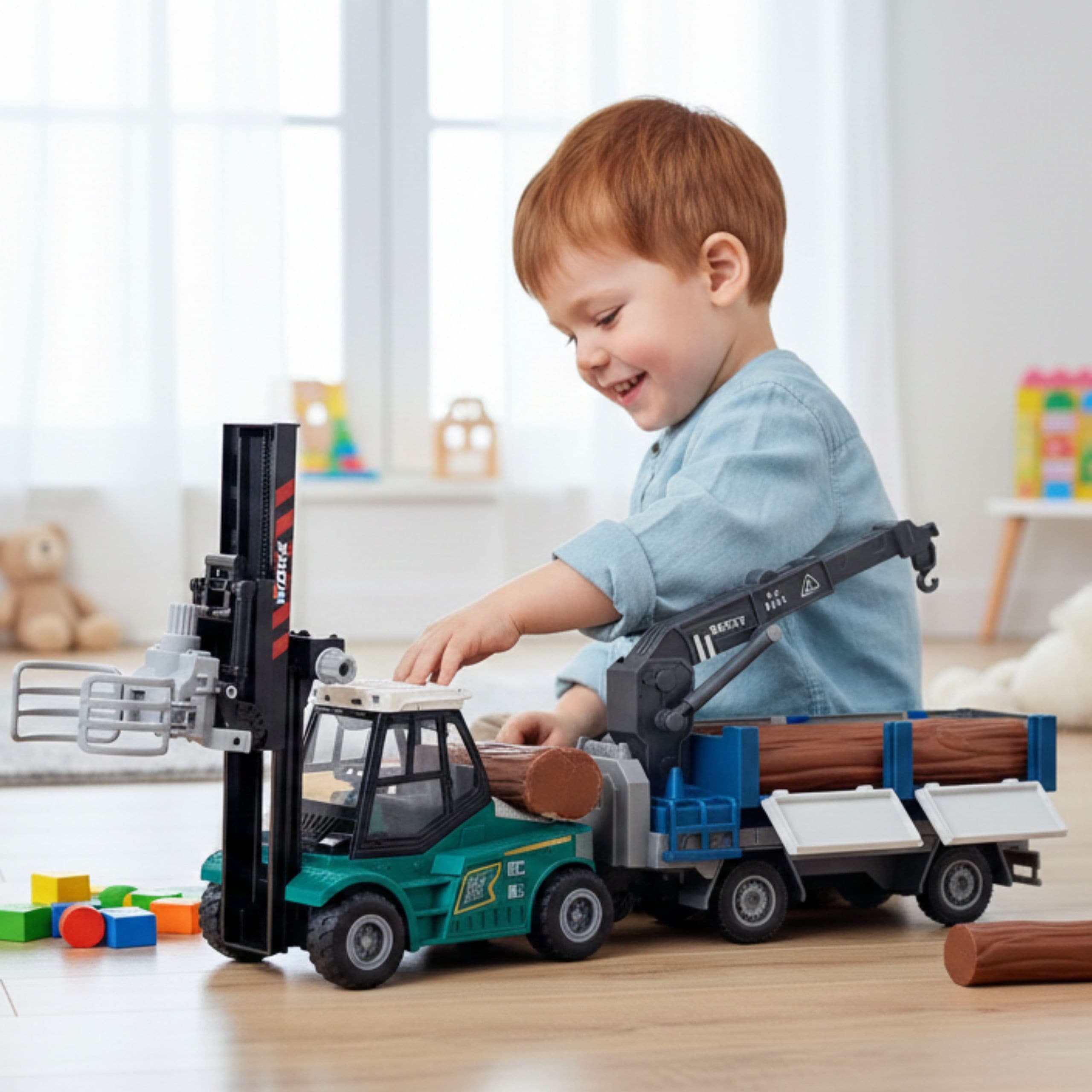 WOOPIE Wózek Widłowy Zaciskowy z Przyczepą Dźwięki Światła