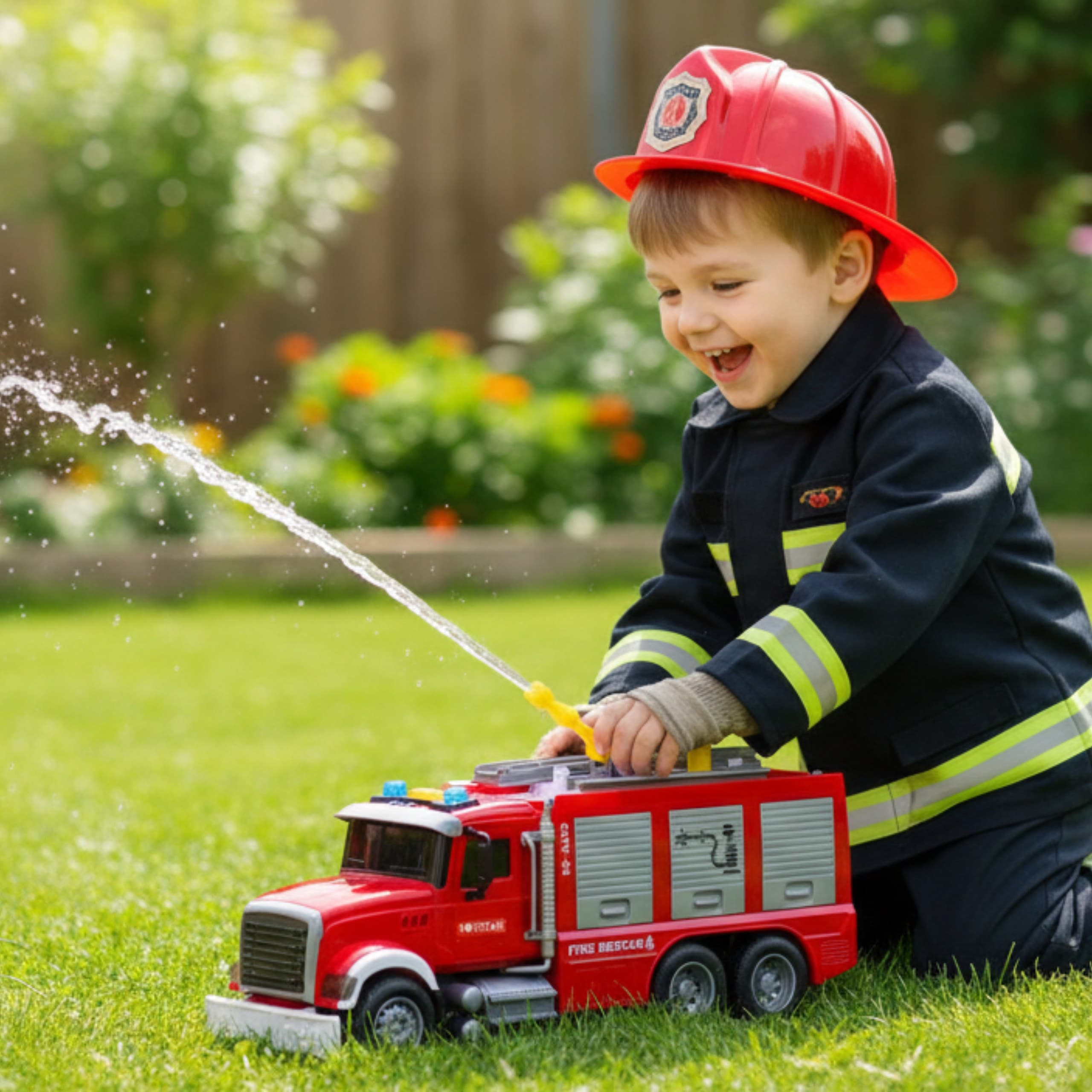 WOOPIE Ciężarówka Wóz Strażacki Na Wodę Dźwięk Światła 1:14