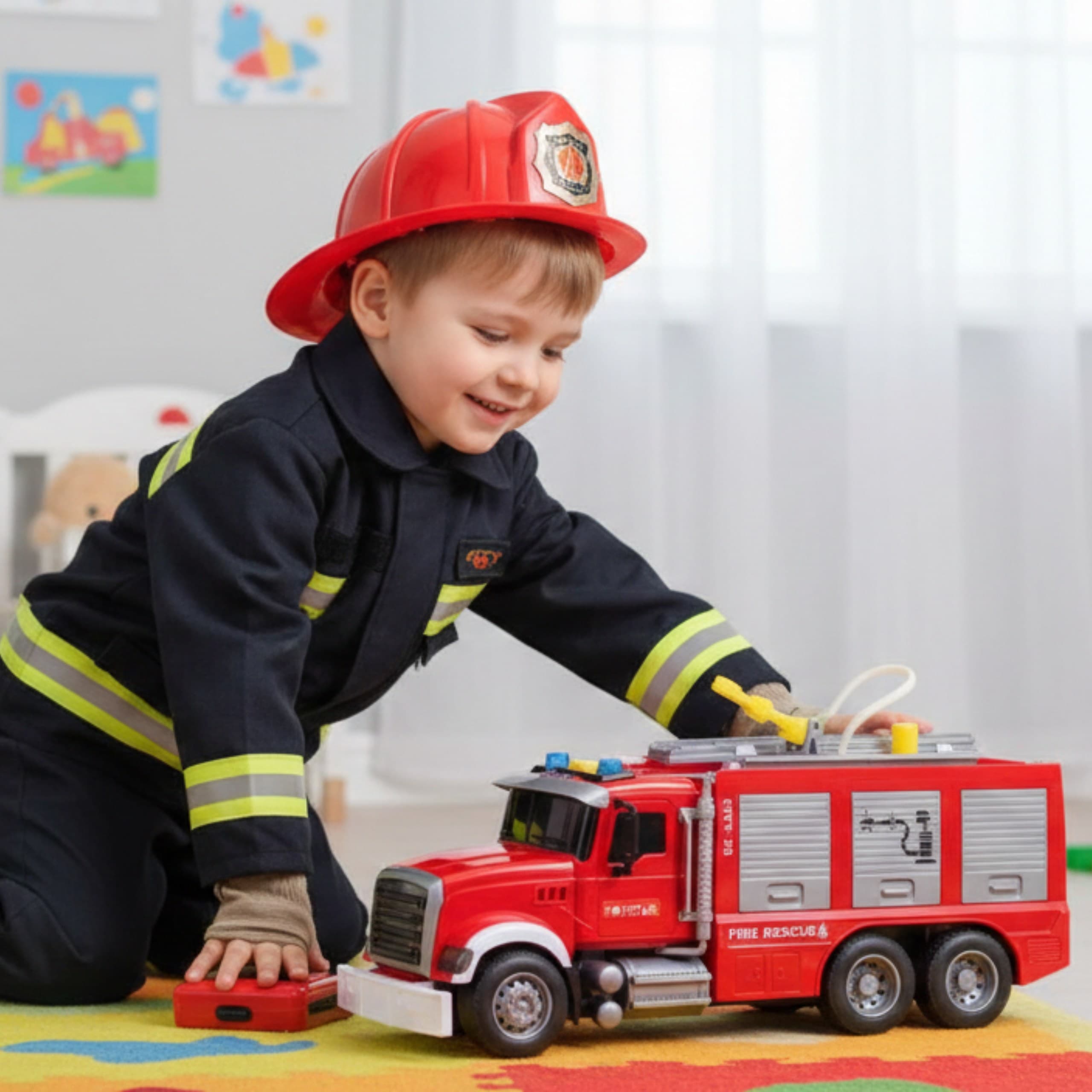 WOOPIE Ciężarówka Wóz Strażacki Na Wodę Dźwięk Światła 1:14