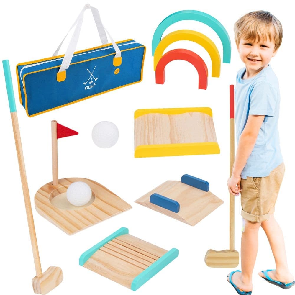 TOOKY TOY  Drewniany Zestaw do Gry w Golfa dla 2 Osób 13 el.