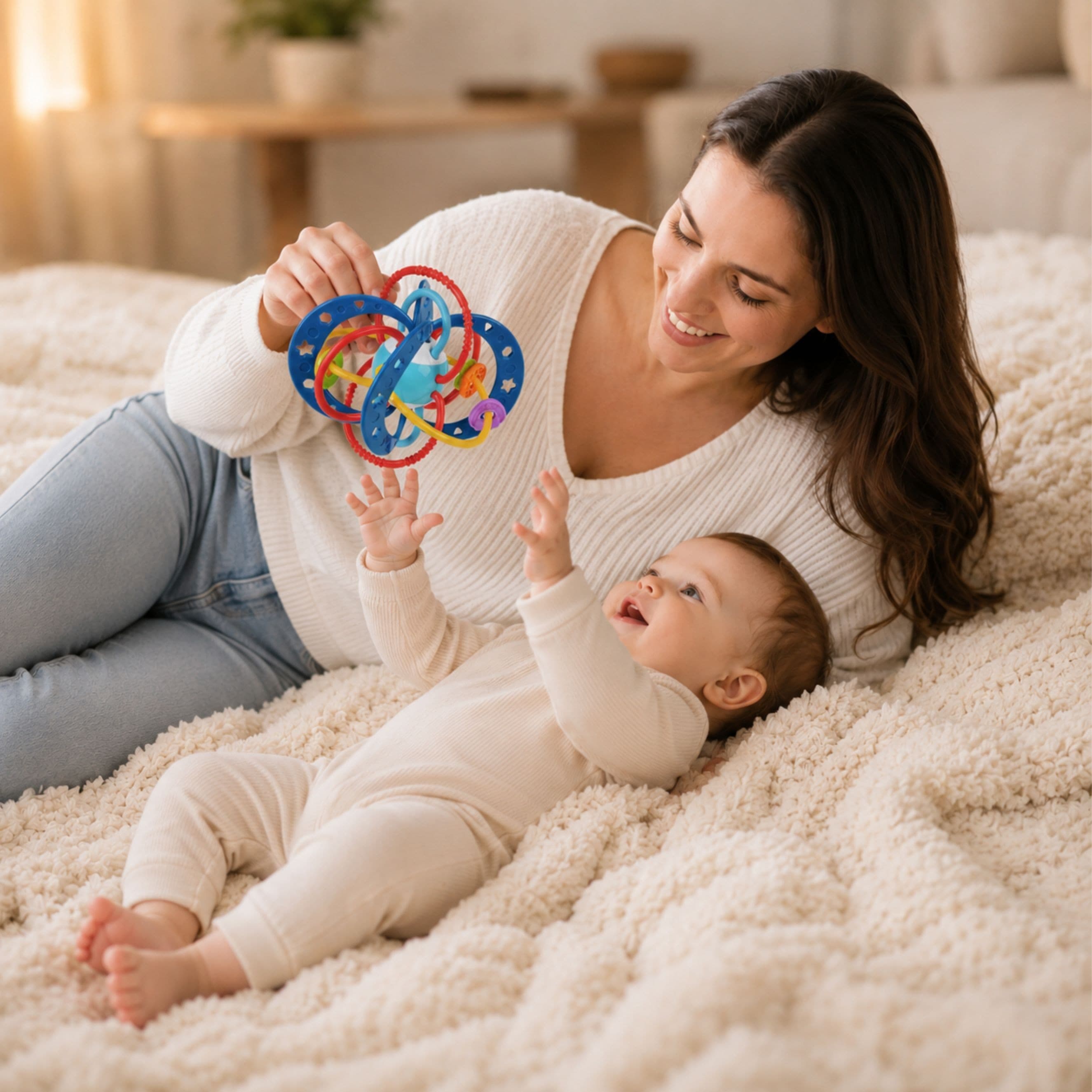 WOOPIE BABY Zabawka Sensoryczna 2w1 Gryzak Grzechotka Montessori